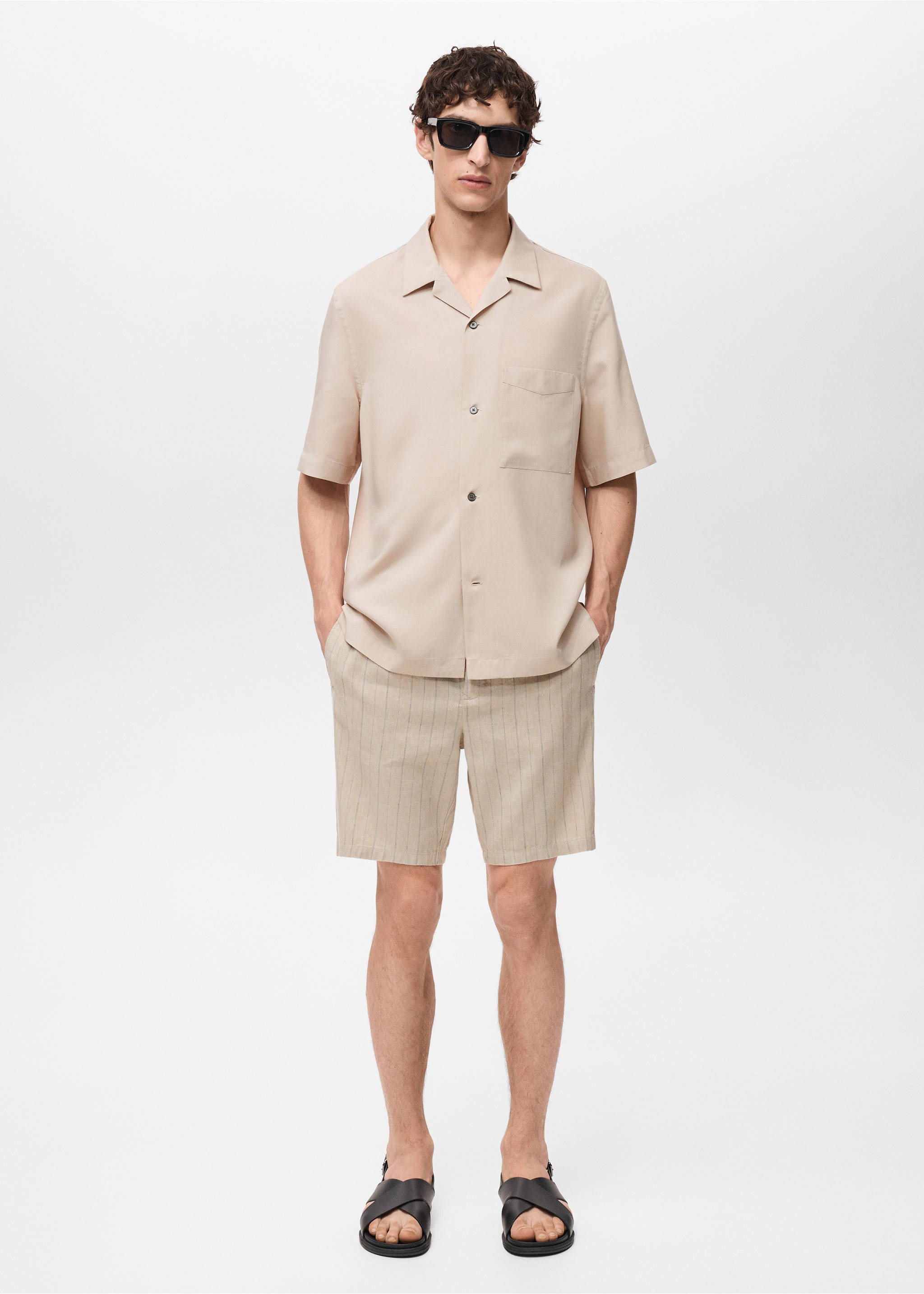 Lyocell shirt with pocket - General plane, Sand. Ref: 87047890-00.