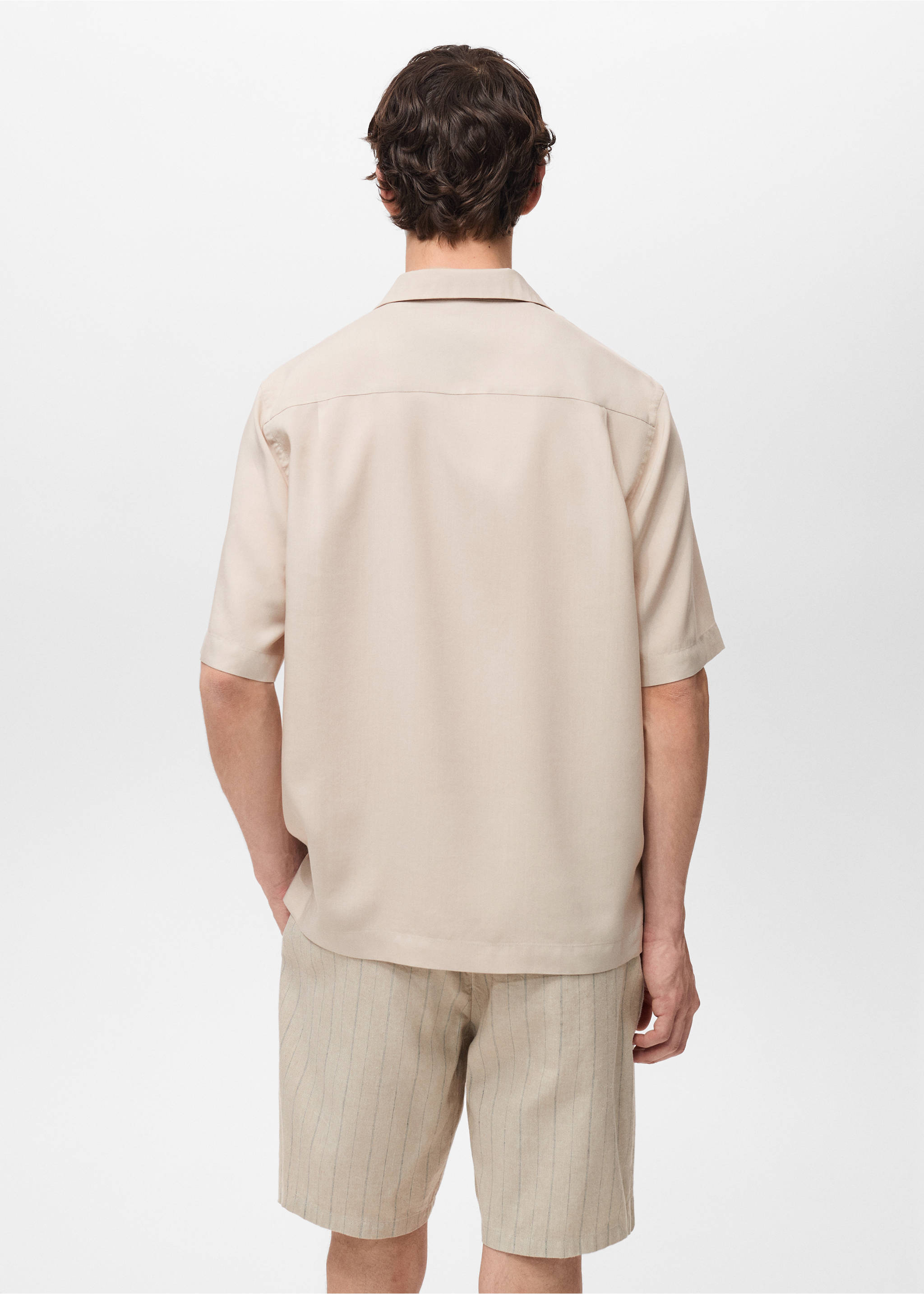 Lyocell shirt with pocket - Reverse of the article, Sand. Ref: 87047890-00.