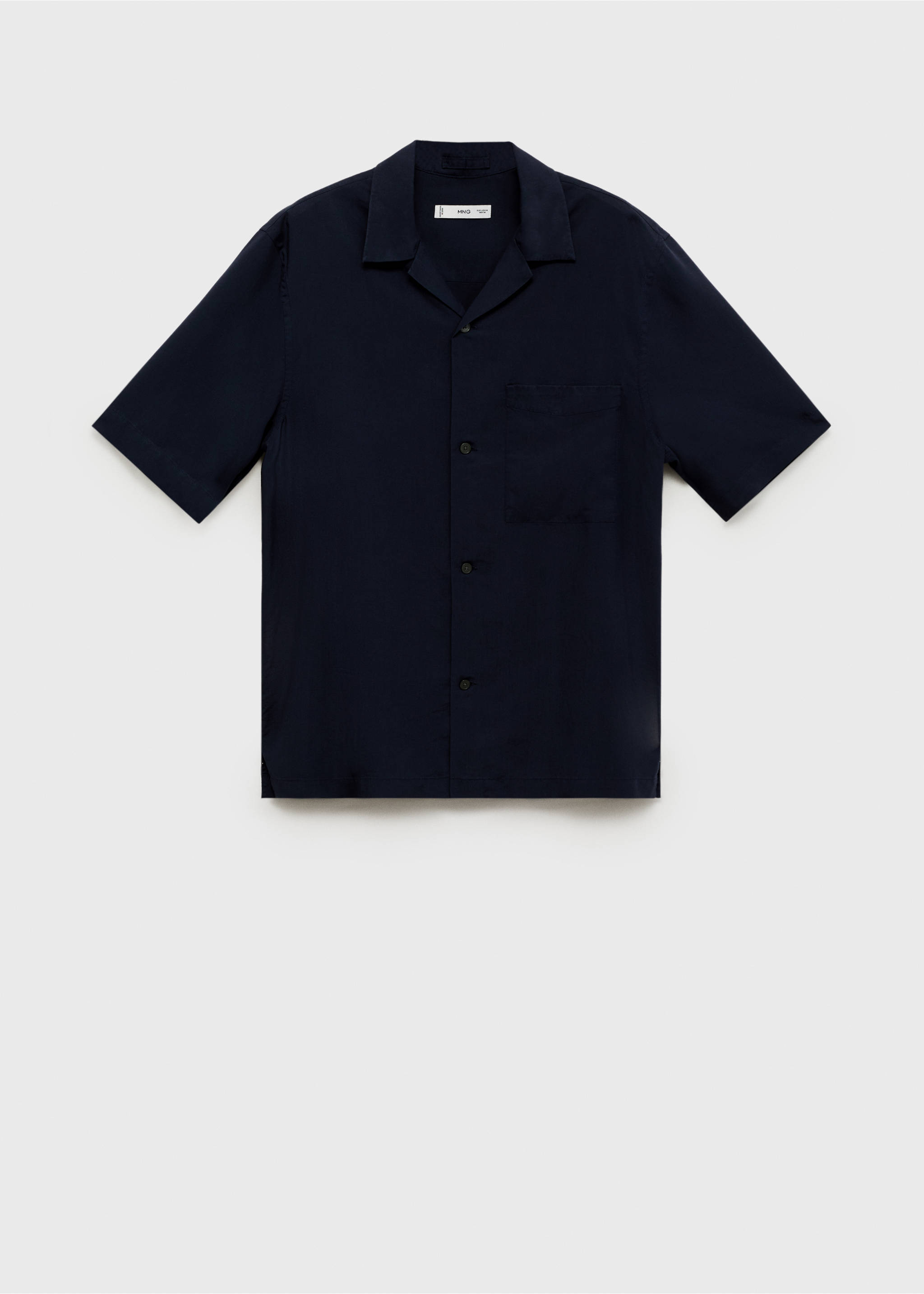 Lyocell shirt with pocket - Article without model, Dark Navy. Ref: 87047890-00.