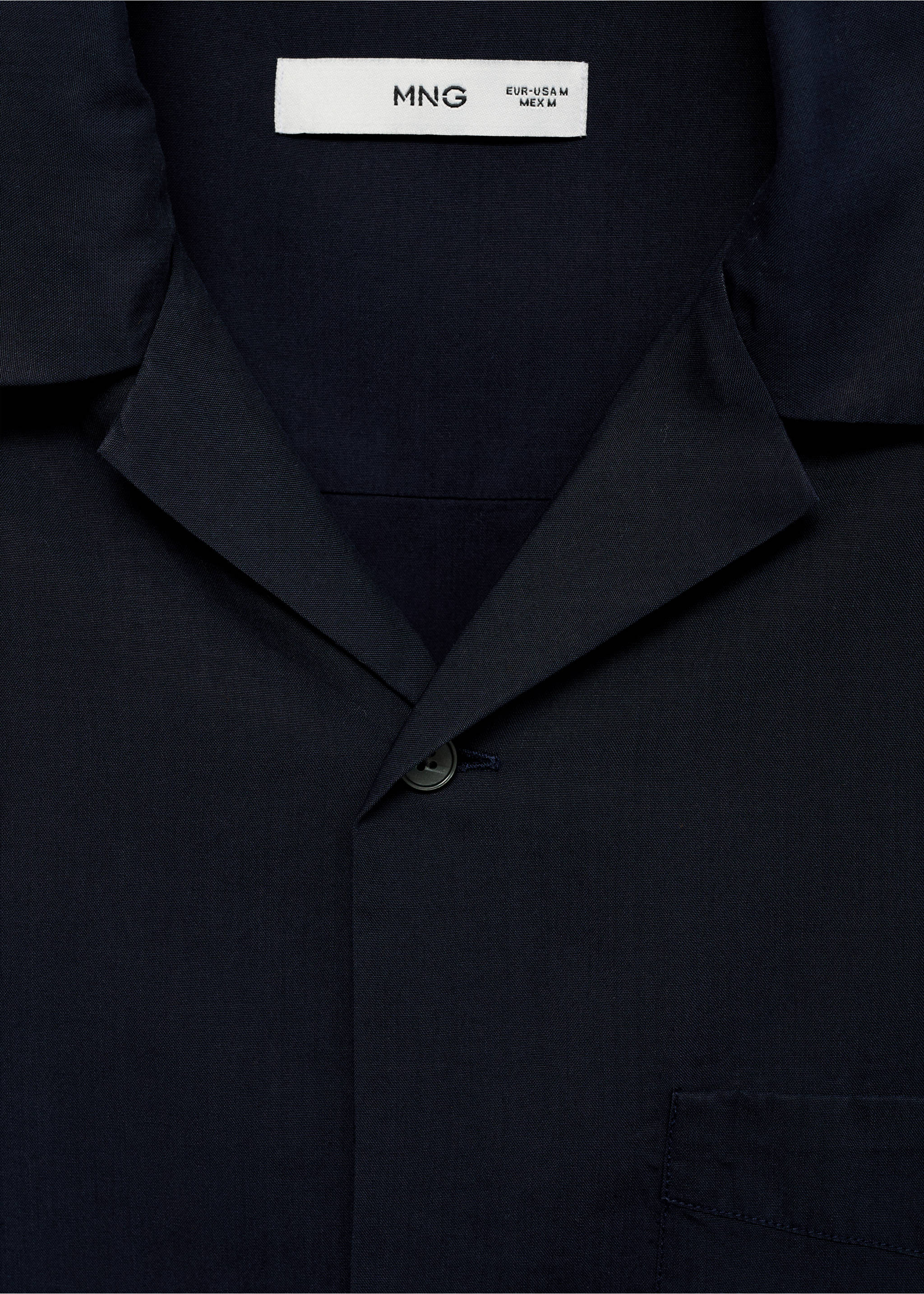 Lyocell shirt with pocket - Details of the article 8, Dark Navy. Ref: 87047890-00.