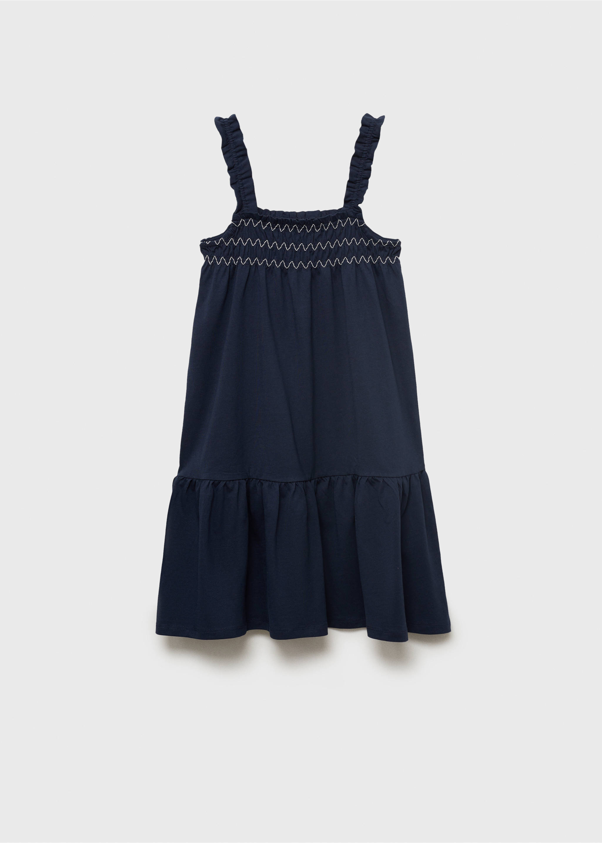 Embroidered flounce dress - Article without model, Navy. Ref: 87047893-00.