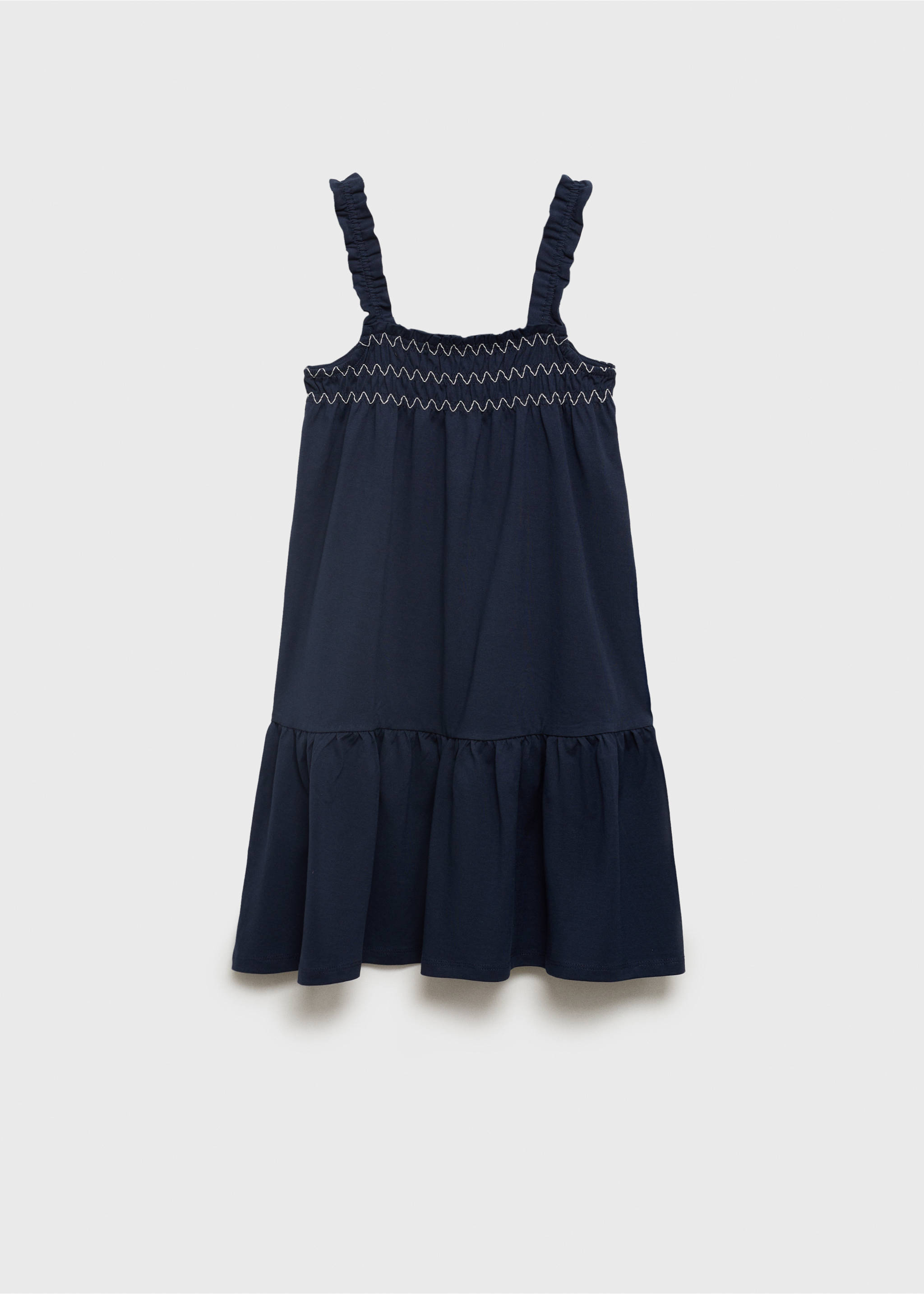 Embroidered flounce dress - Reverse of the article, Navy. Ref: 87047893-00.