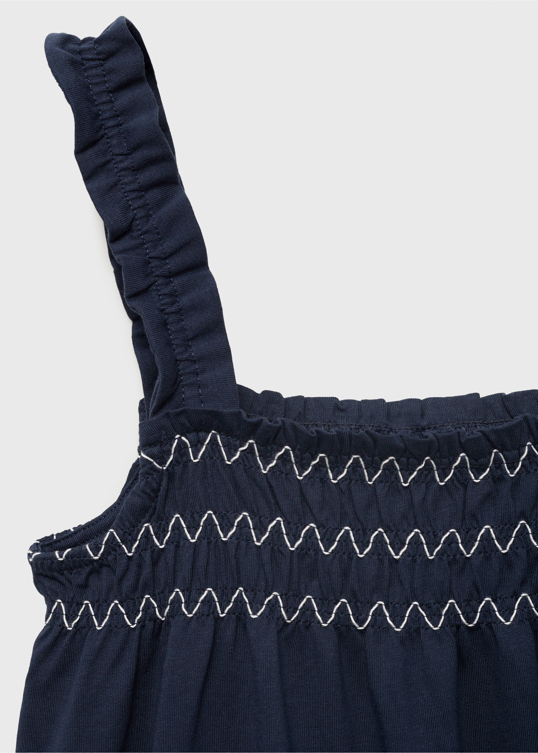Embroidered flounce dress - Details of the article 8, Navy. Ref: 87047893-00.