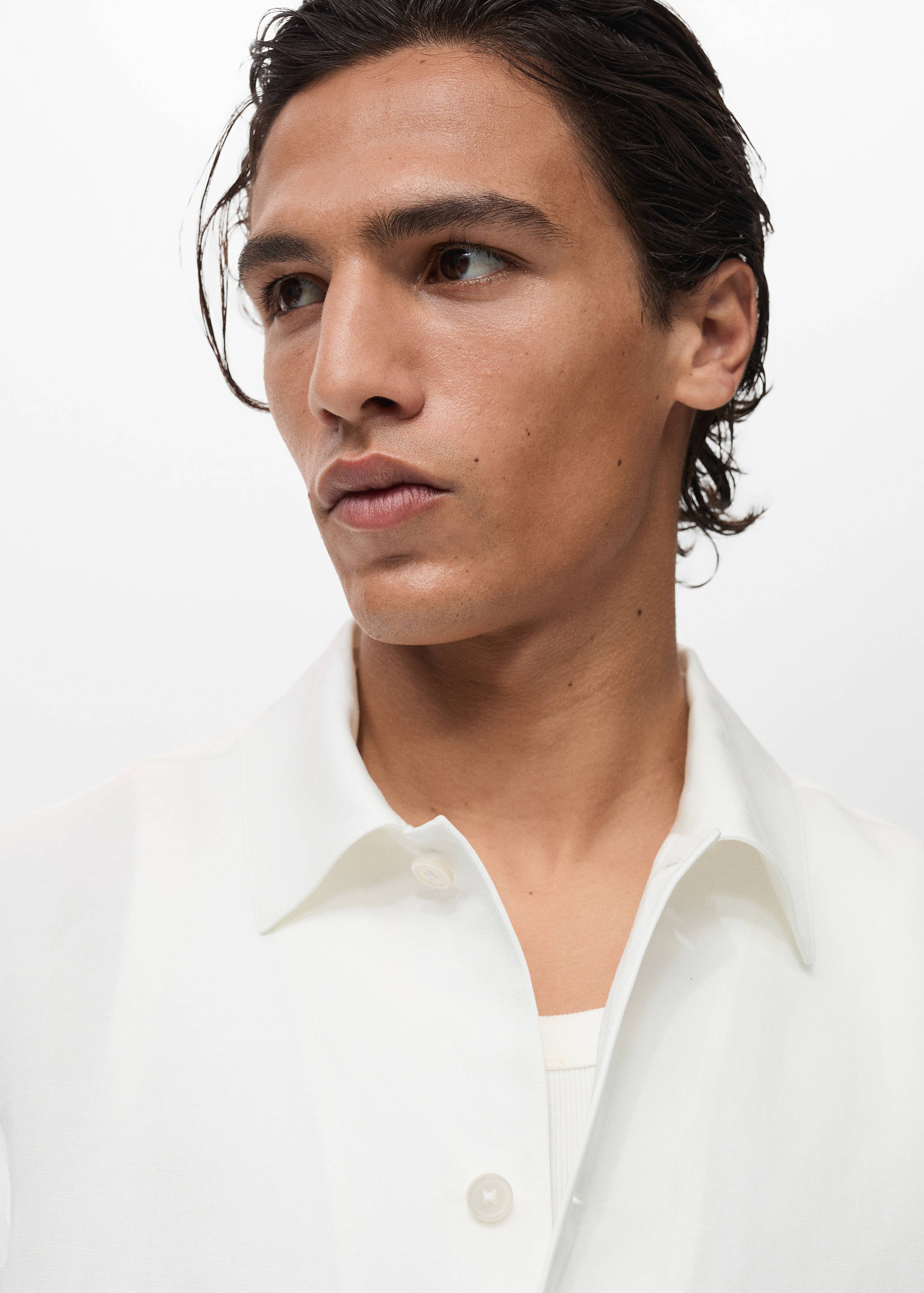 Linen-blend overshirt with pockets - Details of the article 1