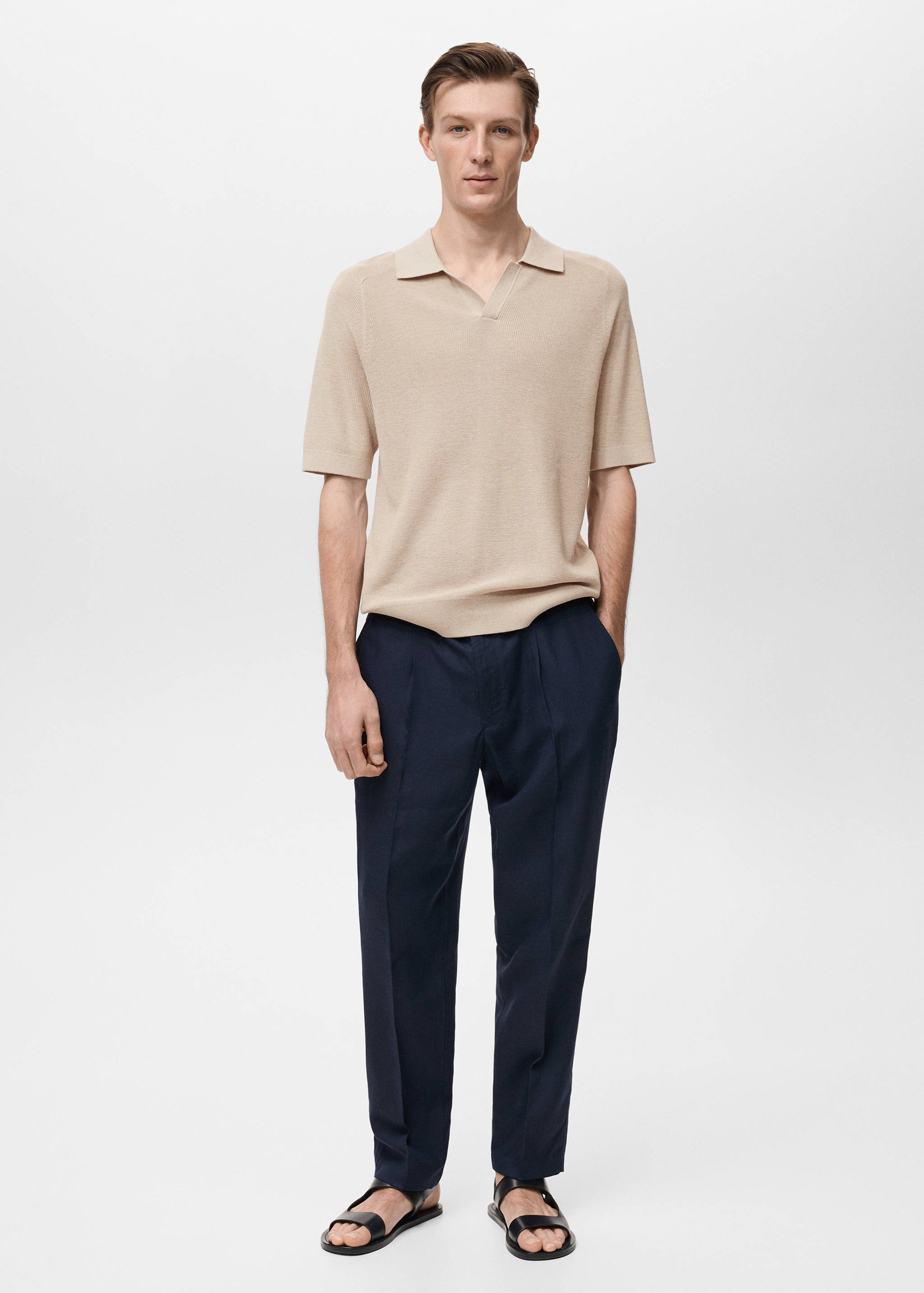 Structured knitted polo shirt - General plane