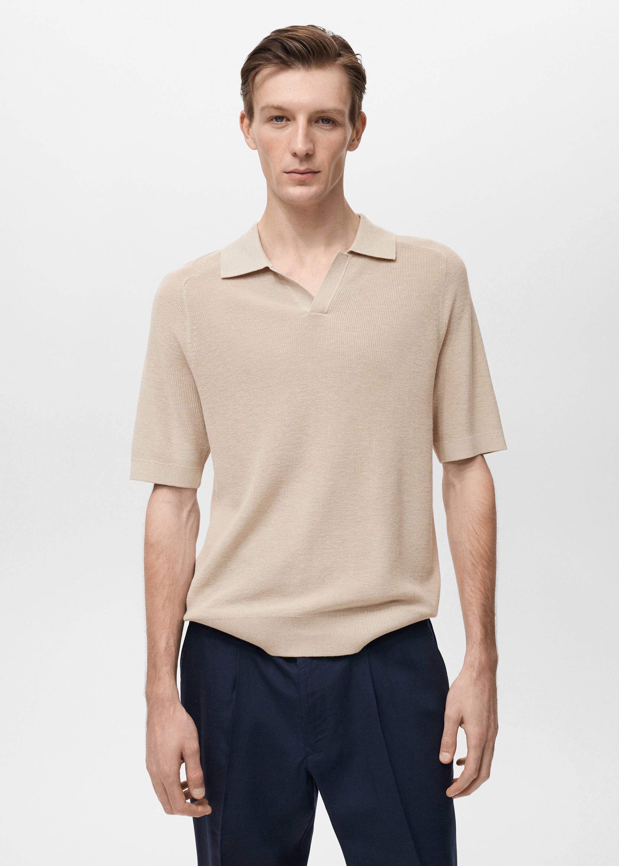 Structured knitted polo shirt - Medium plane