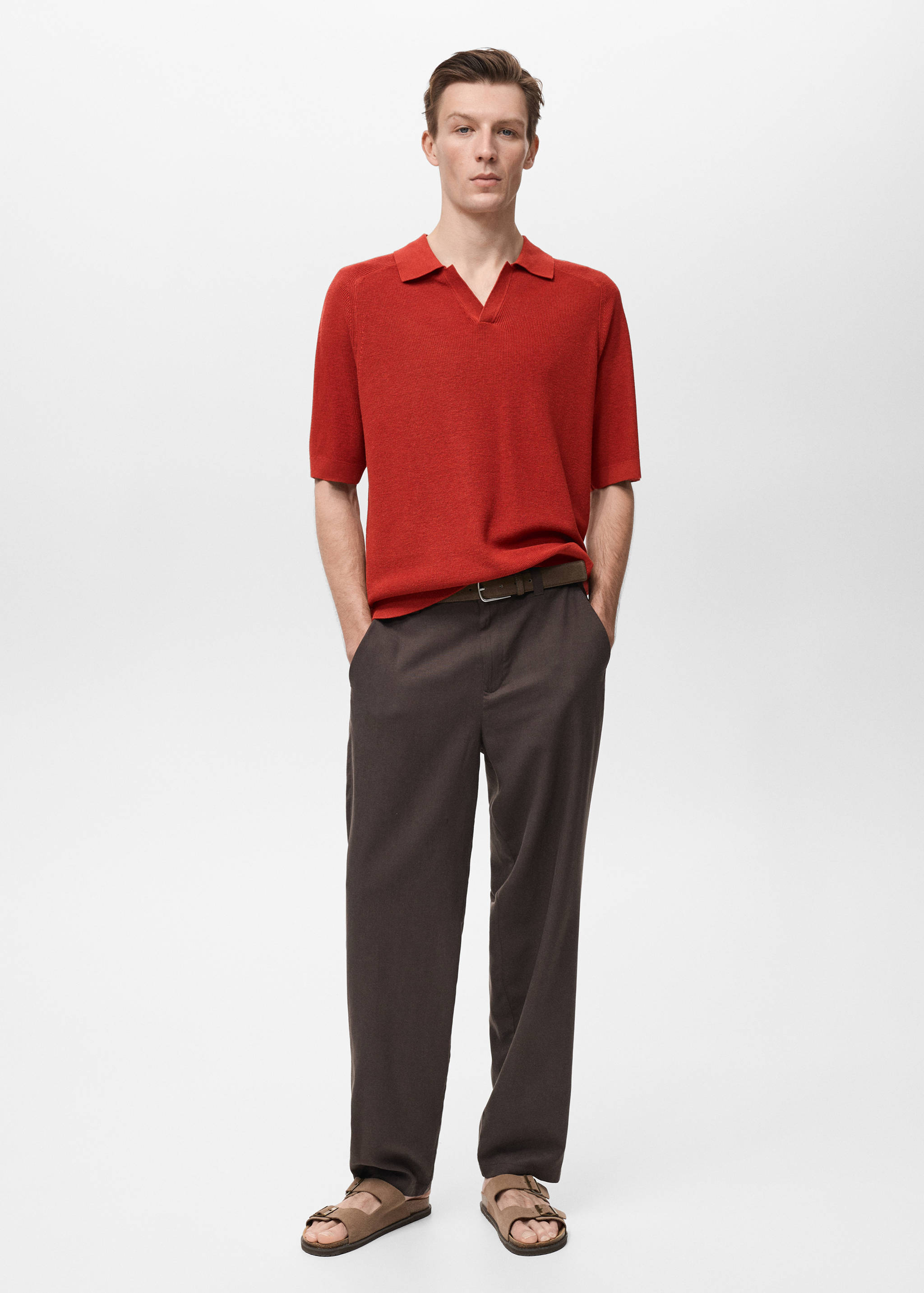 Structured knitted polo shirt - General plane