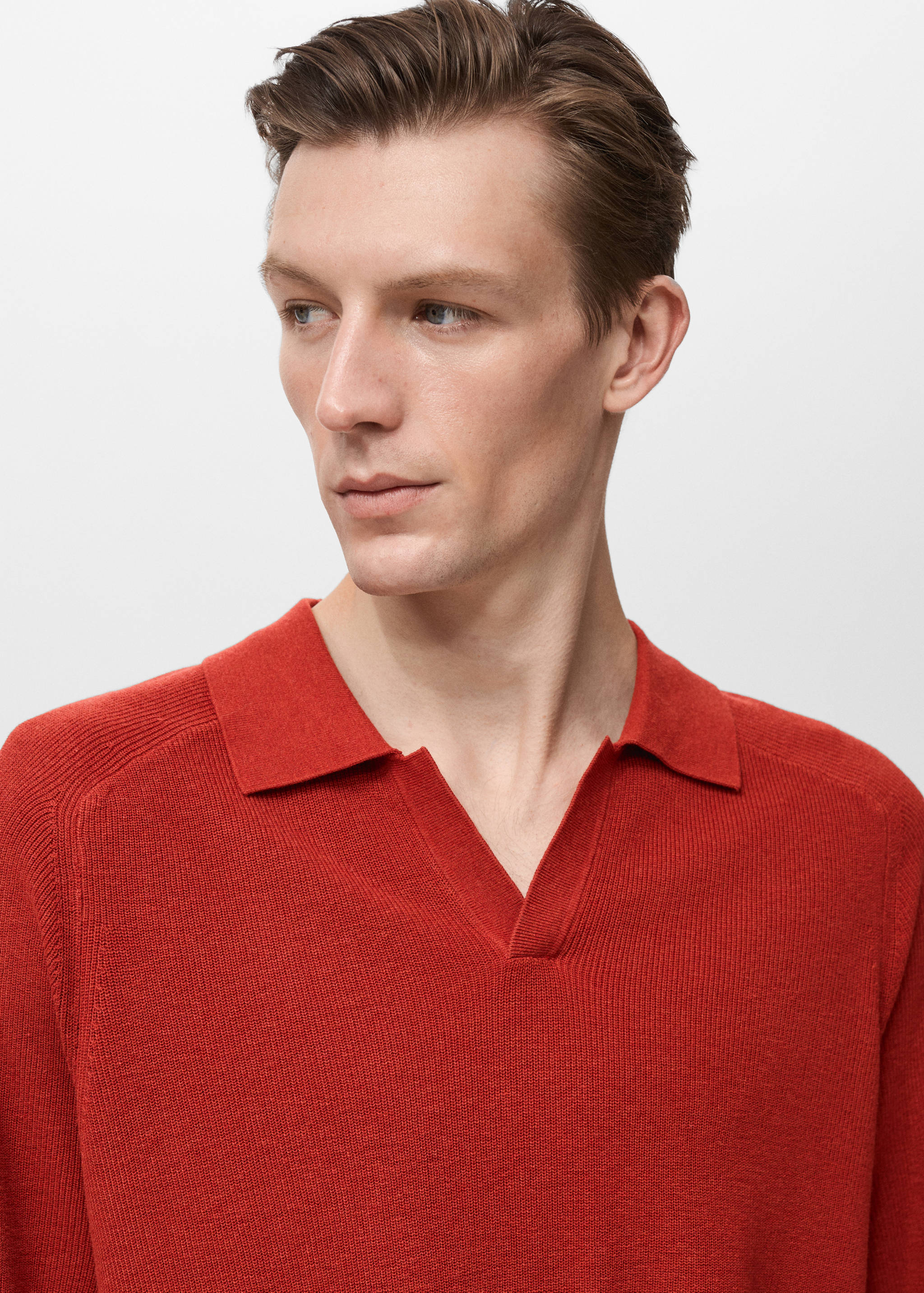 Structured knitted polo shirt - Details of the article 1