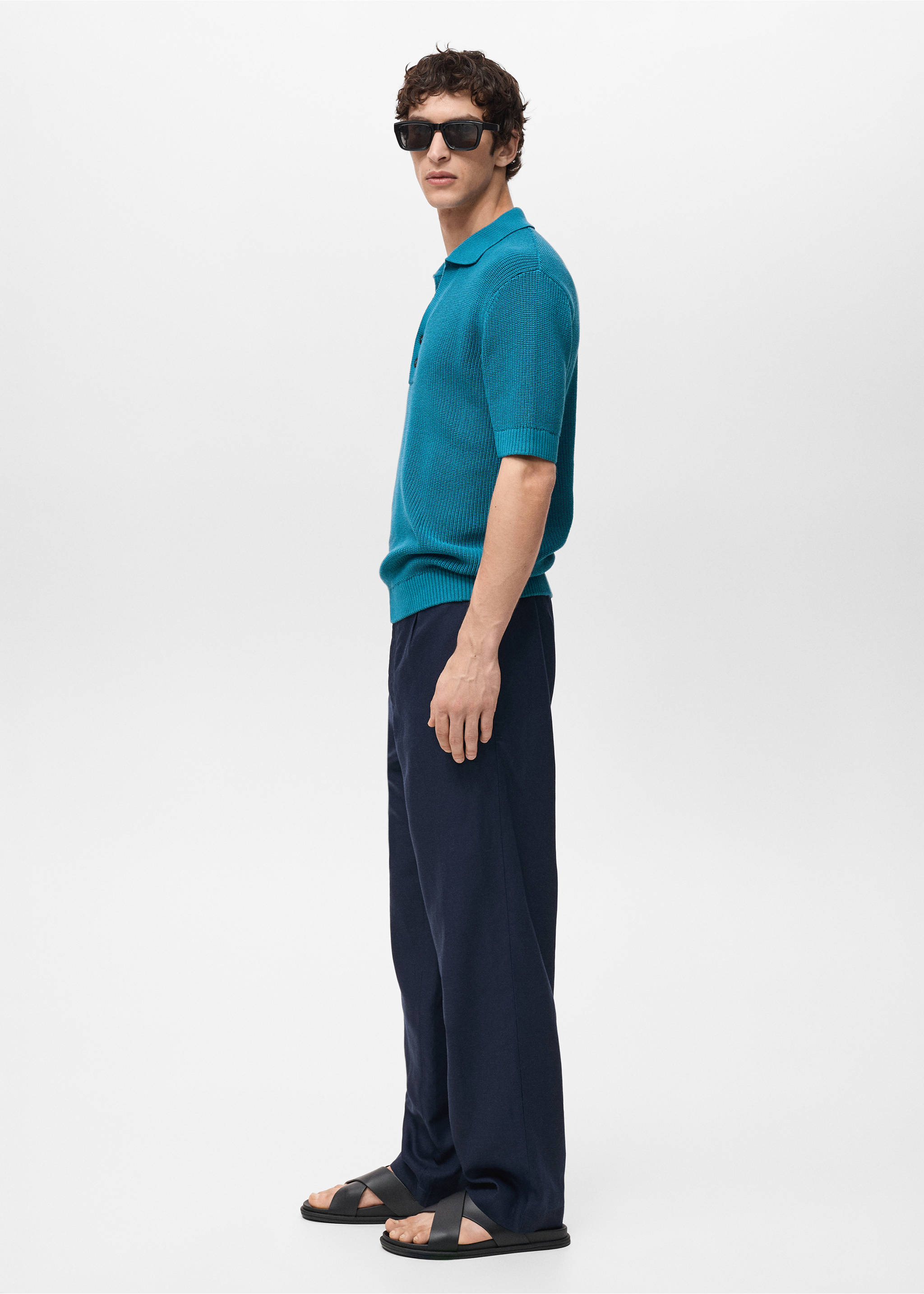 Polo en maille perlée - Détail de l'article 2, Turquoise. Ref: 87047898-00.