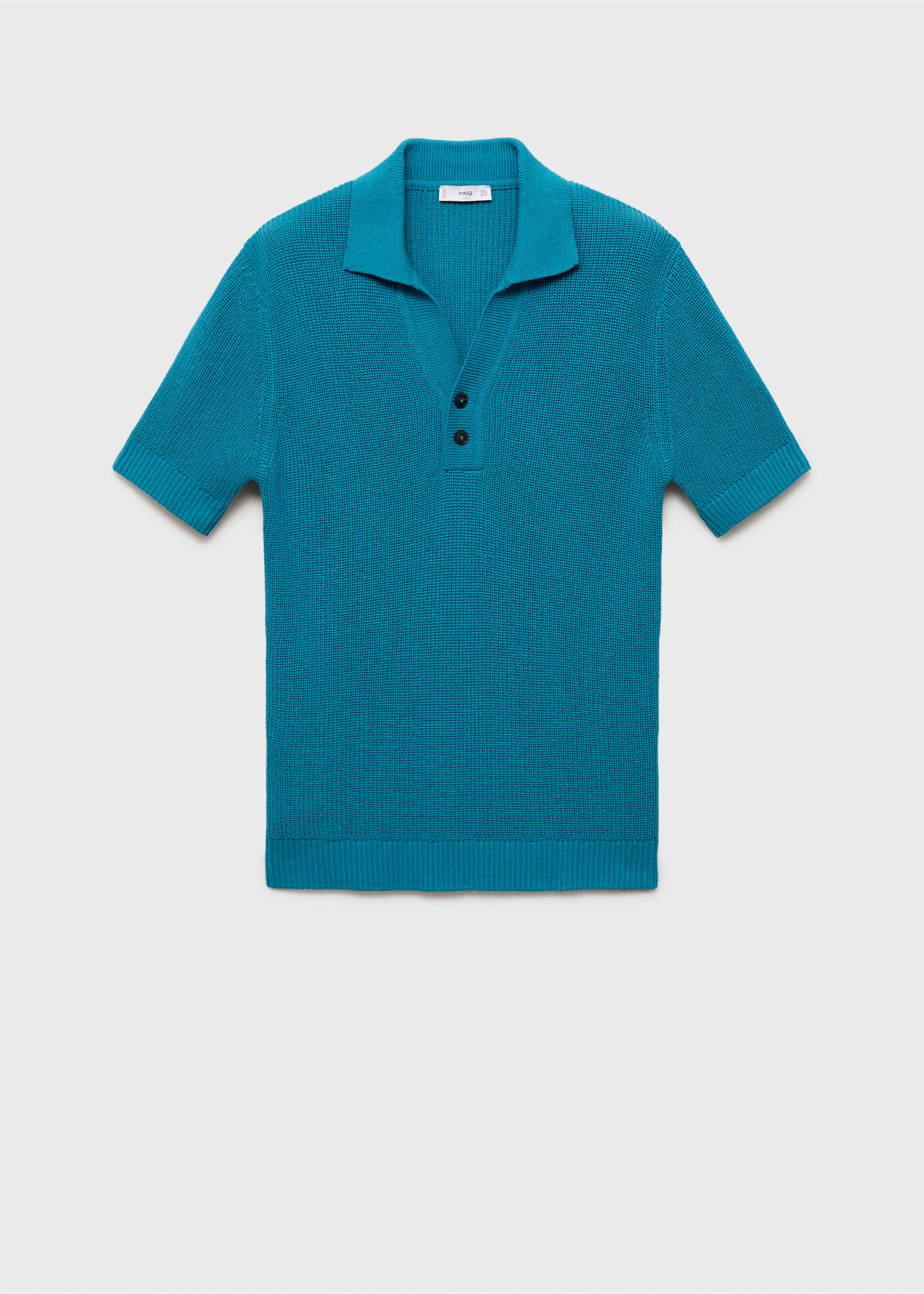 Pearl-knit polo shirt - Article without model, Turquoise. Ref: 87047898-00.