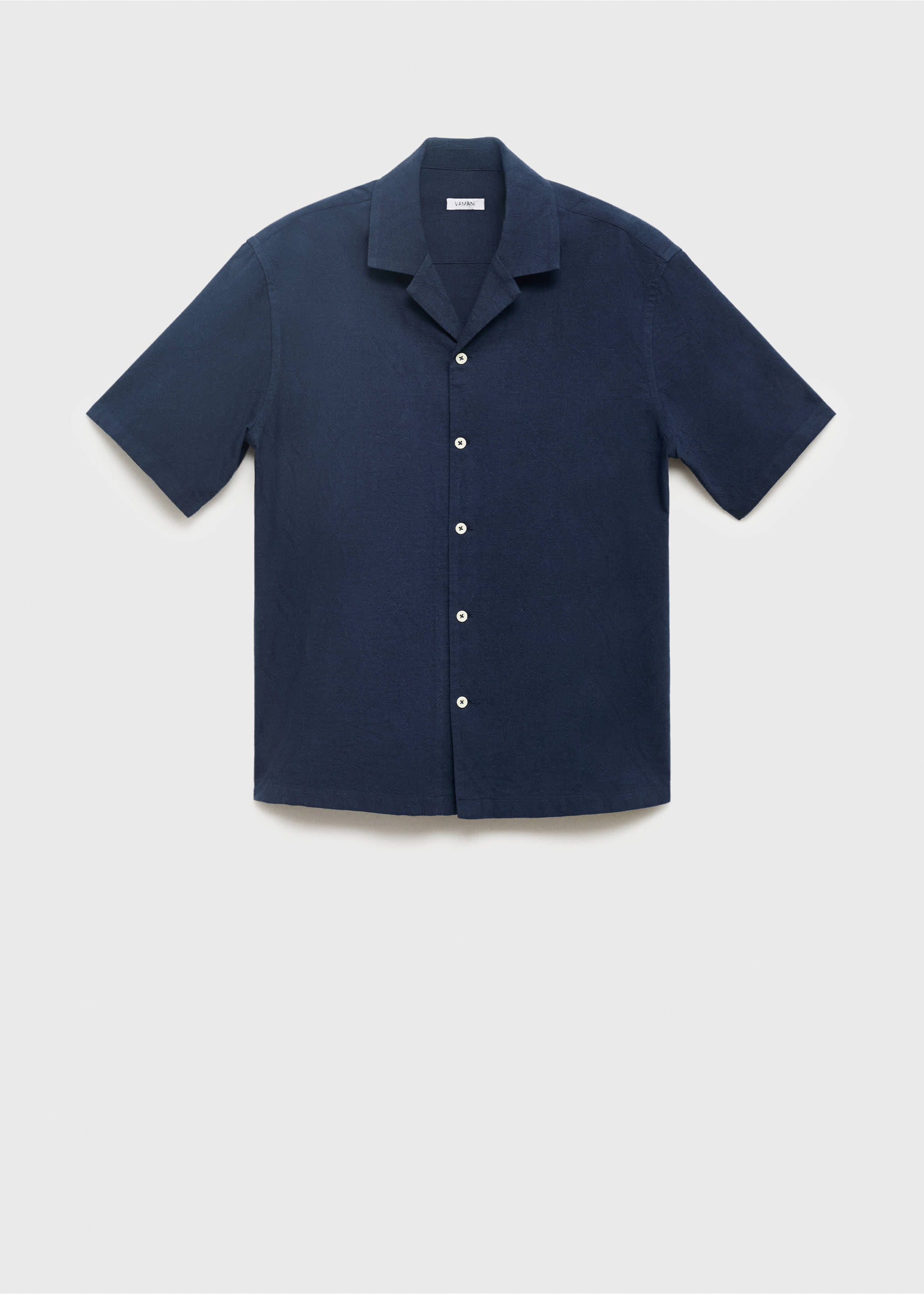 Hemd mit Bowlingkragen und Stickereien - Artikel ohne Model, Dunkles Marineblau. Ref: 87047901-00.