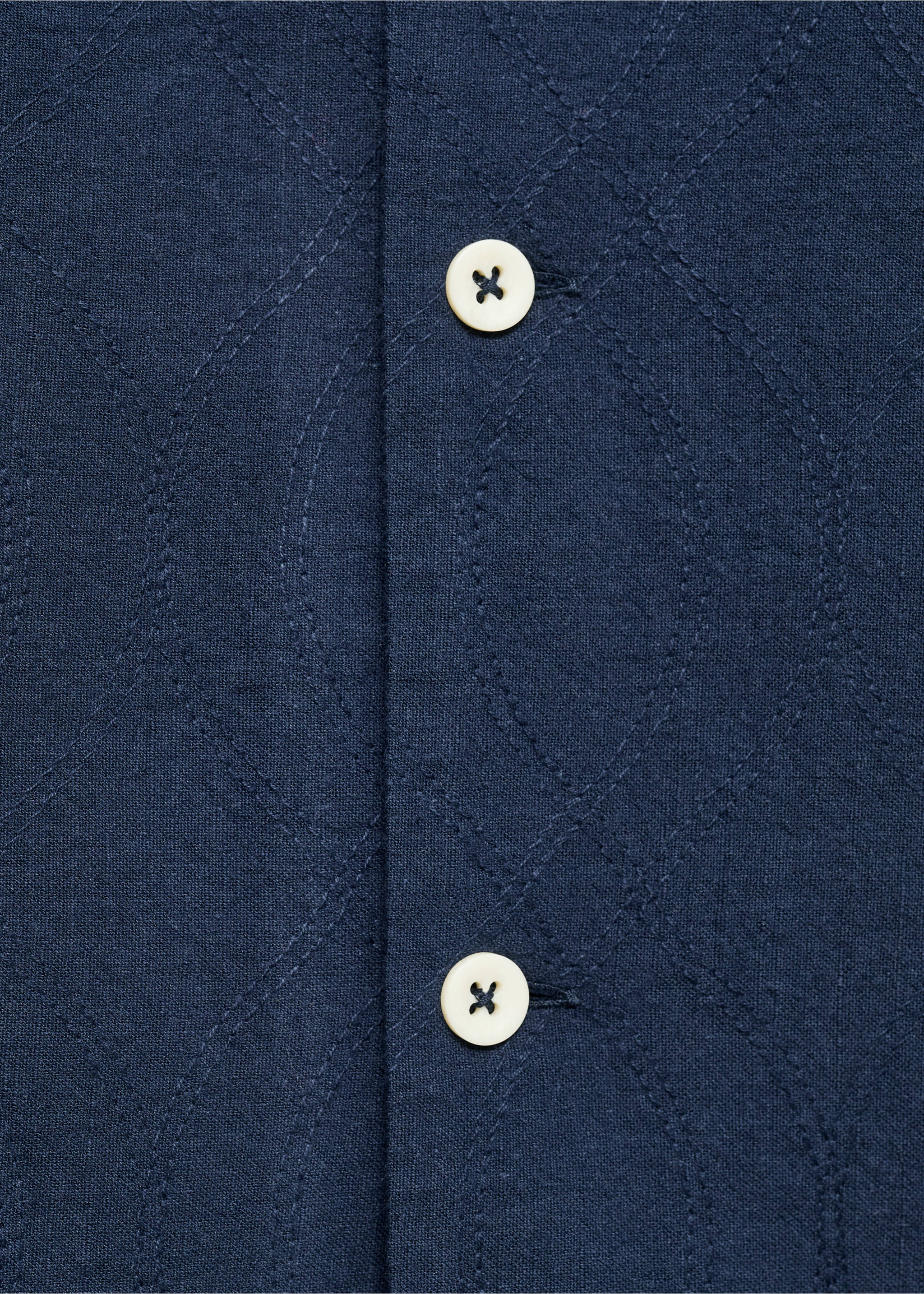 Hemd mit Bowlingkragen und Stickereien - Detail des Artikels 0, Dunkles Marineblau. Ref: 87047901-00.