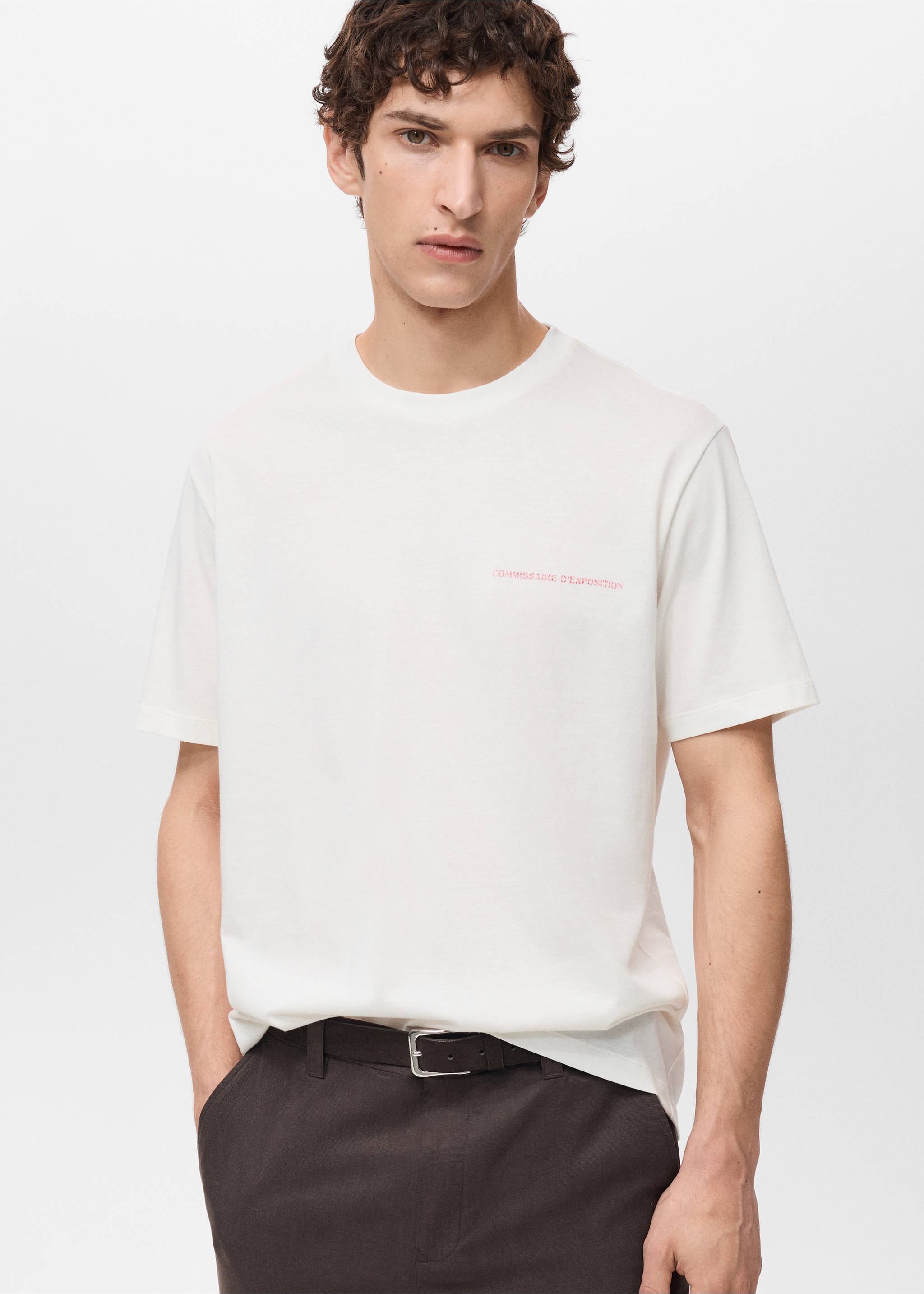Message cotton T-shirt - Medium plane, White. Ref: 87047903-00.
