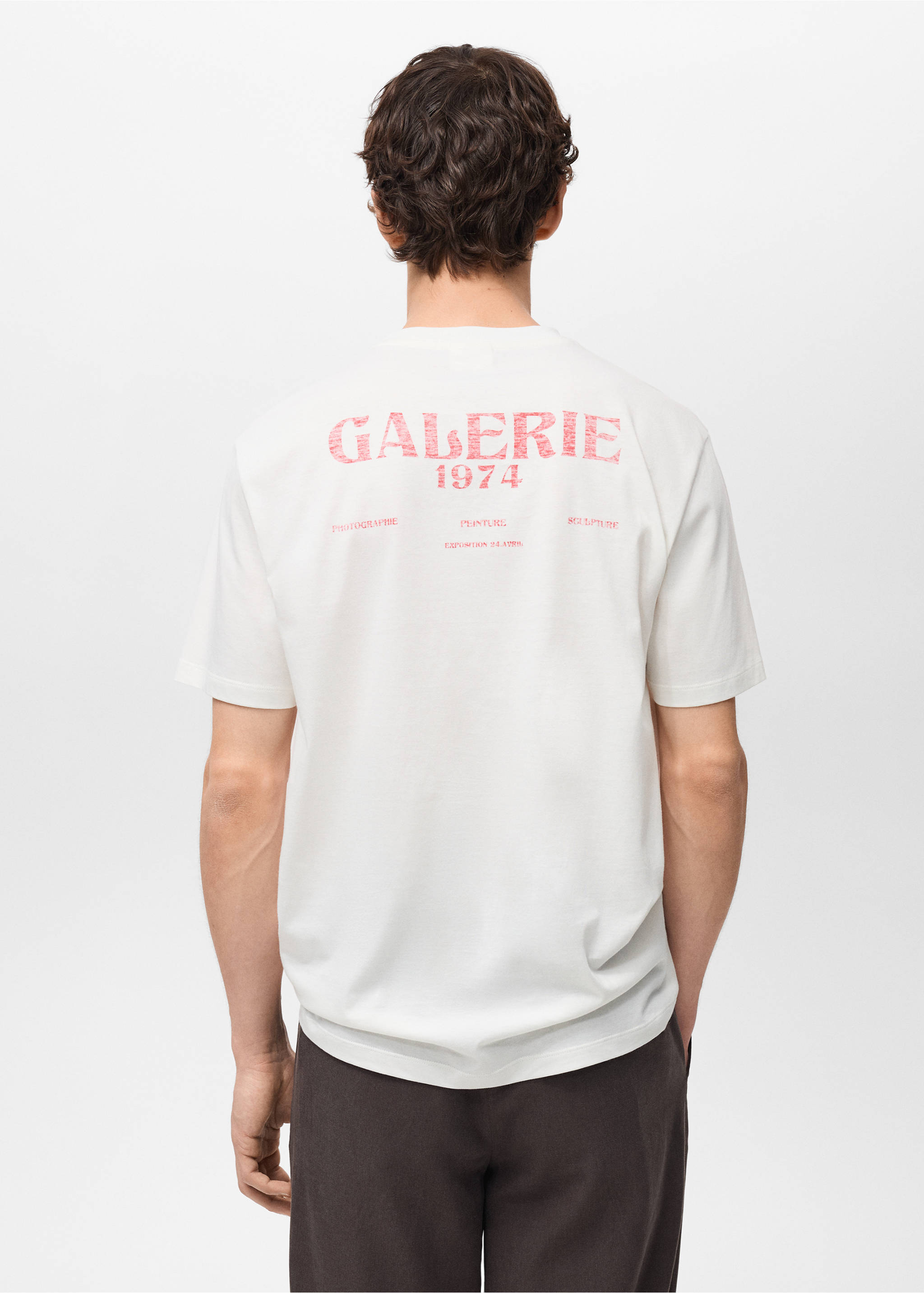 Message cotton T-shirt - Reverse of the article, White. Ref: 87047903-00.