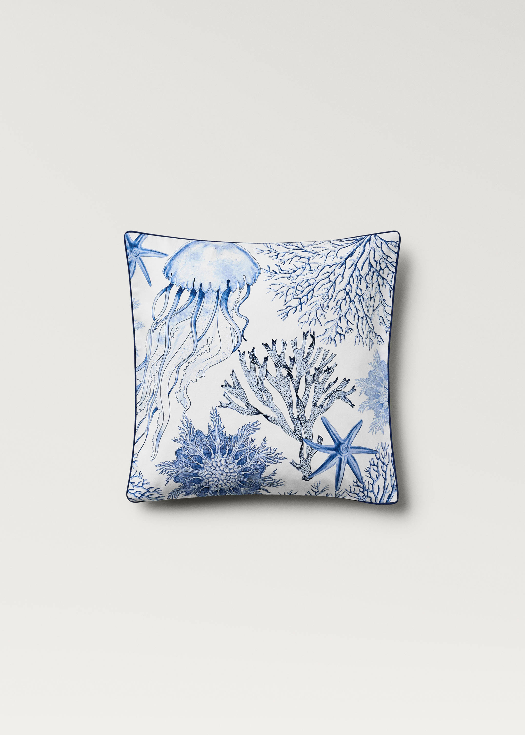 Reversible marine-print cushion cover 45x45 cm - Article without model
