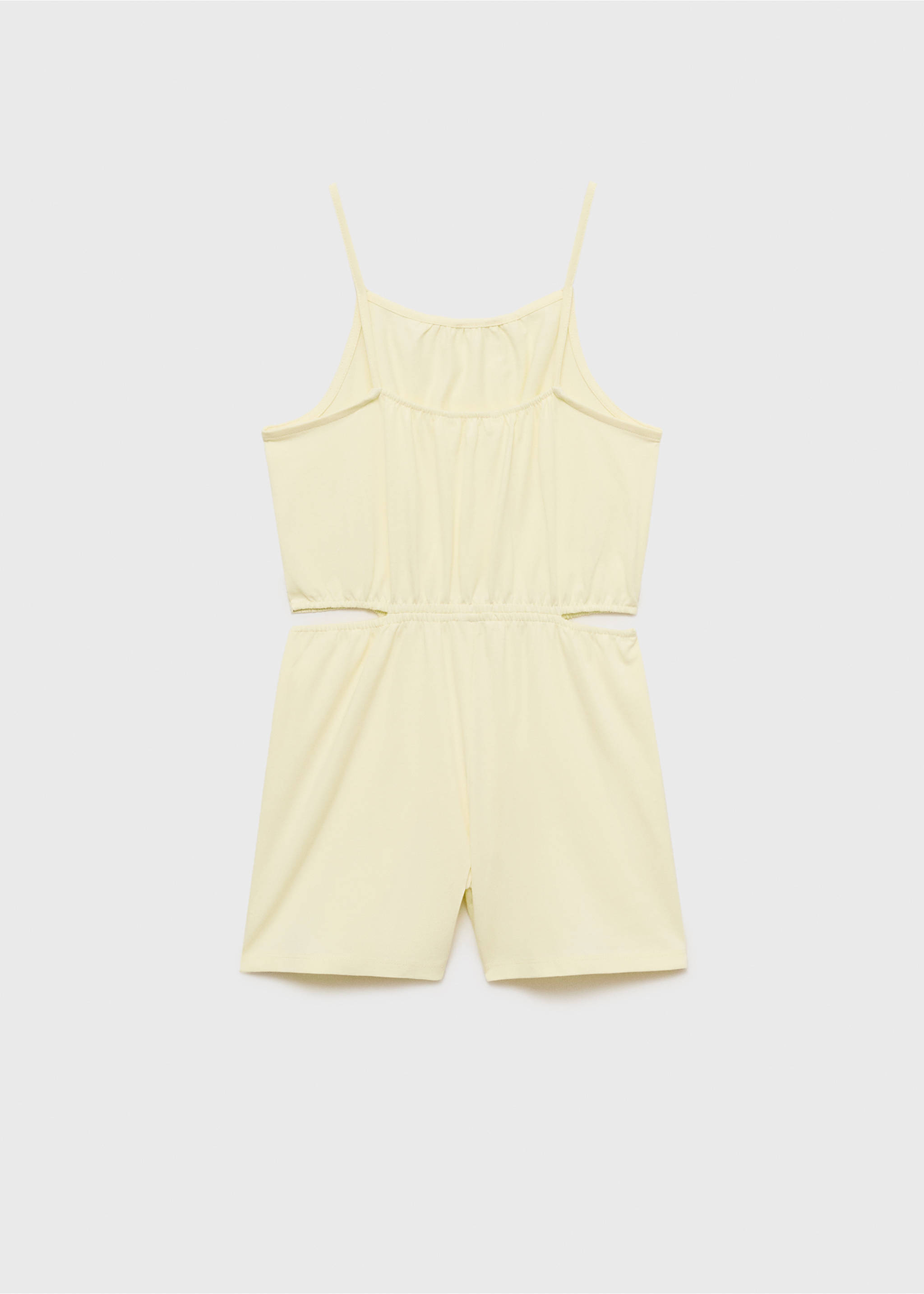 Jumpsuit mit seitlichen Schlitzen - Rückseite des Artikels, Pastellgelb. Ref: 87048267-00.