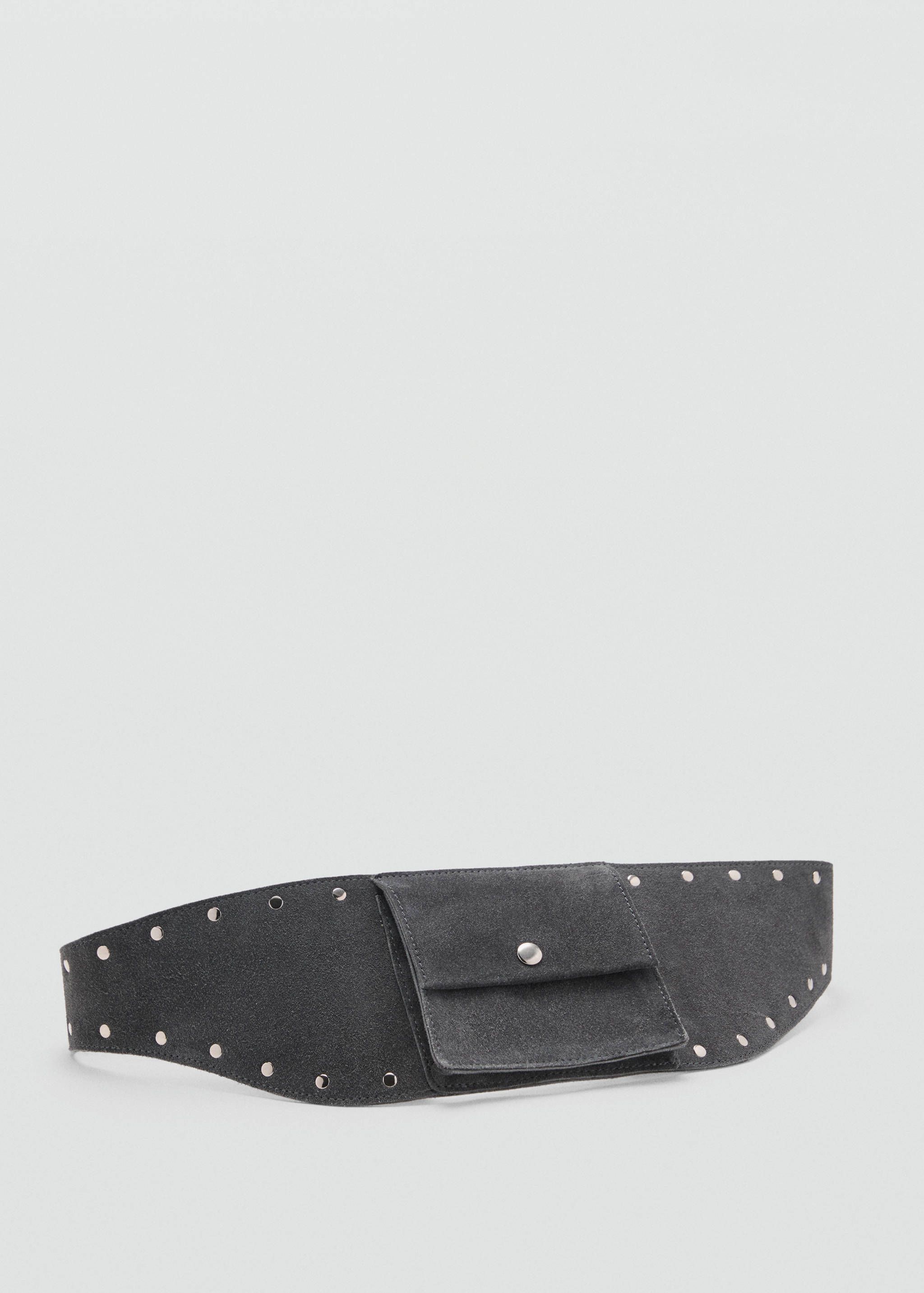 Wide studded leather belt - Medium plane