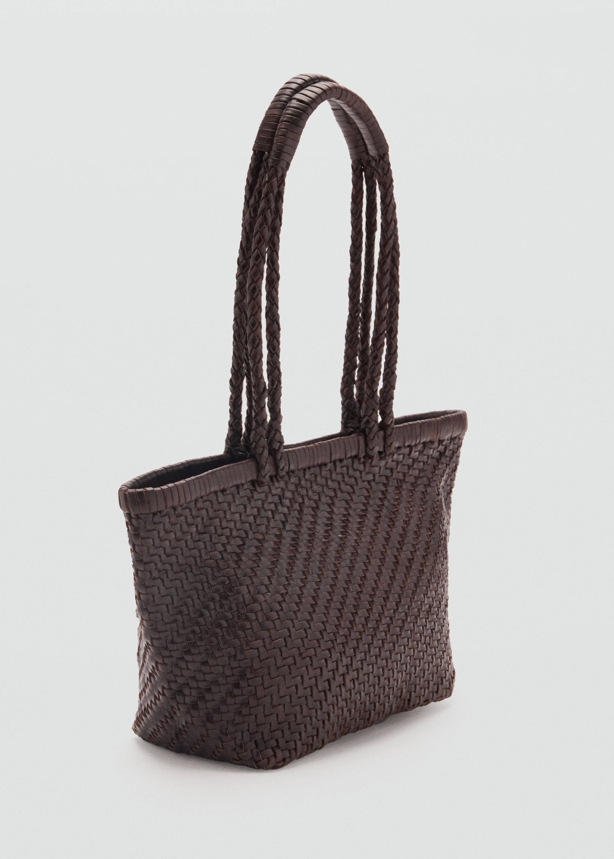 Medium braided leather bag - Medium plane