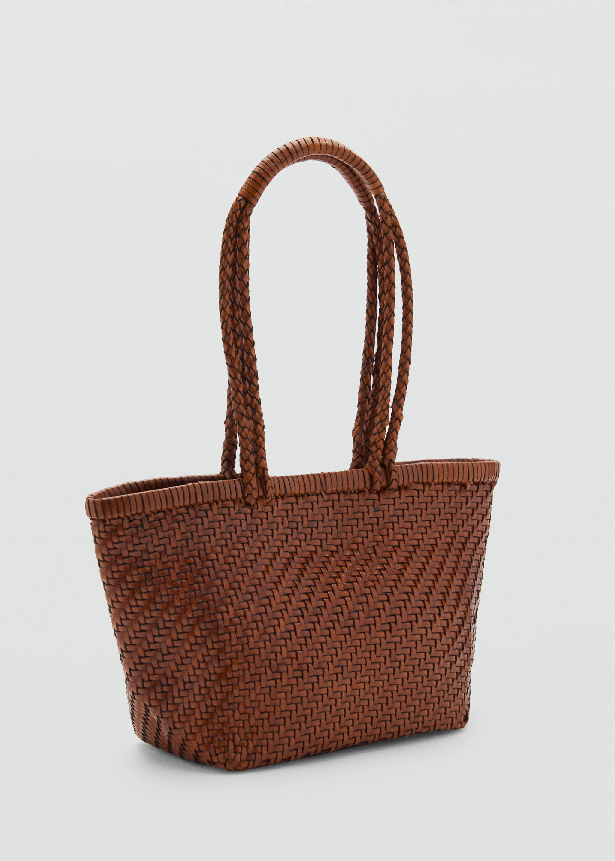 Bolso mediano piel trenzado - Plano medio, Cuero. Ref: 87048640-00.