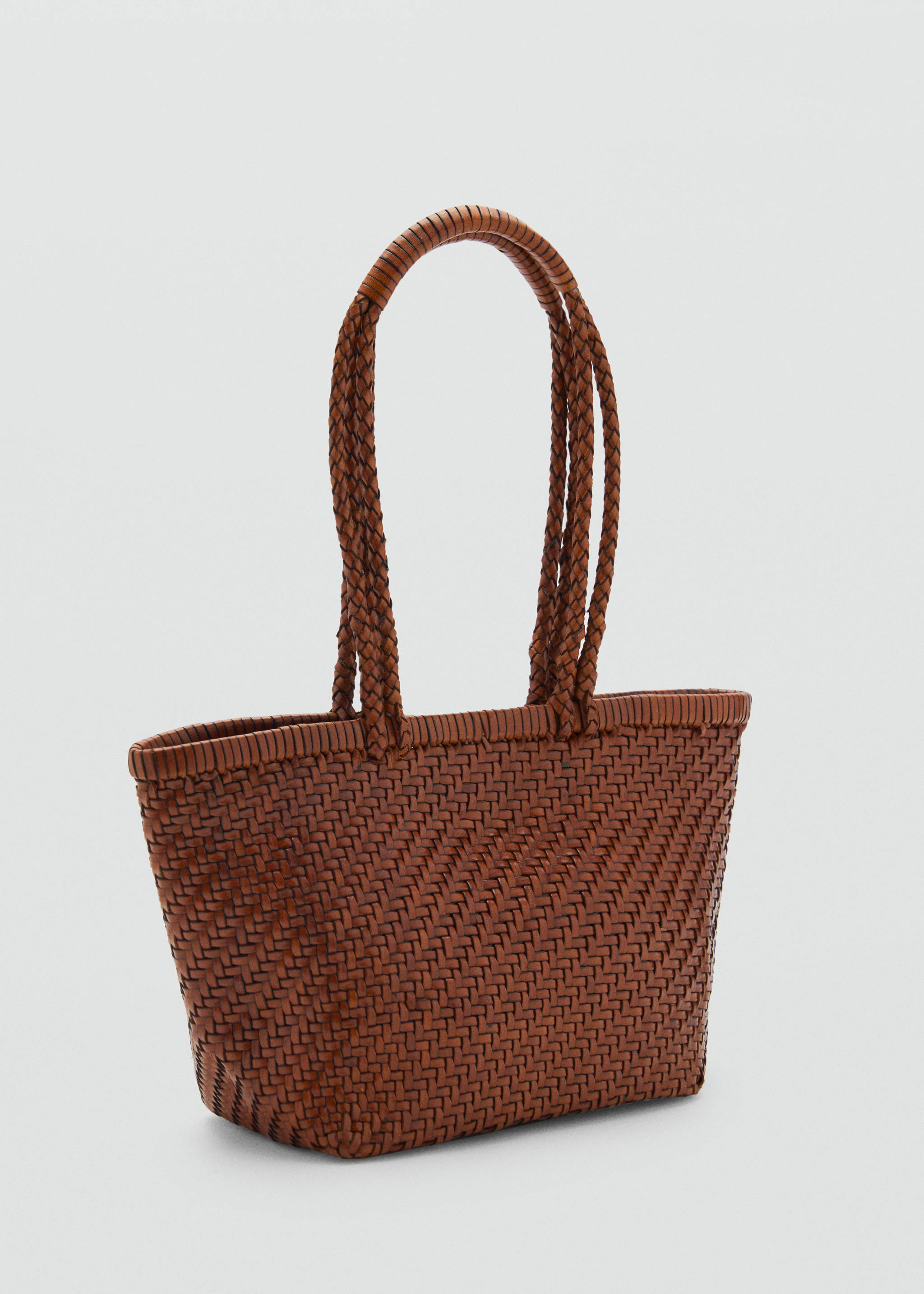 Medium braided leather bag - Medium plane