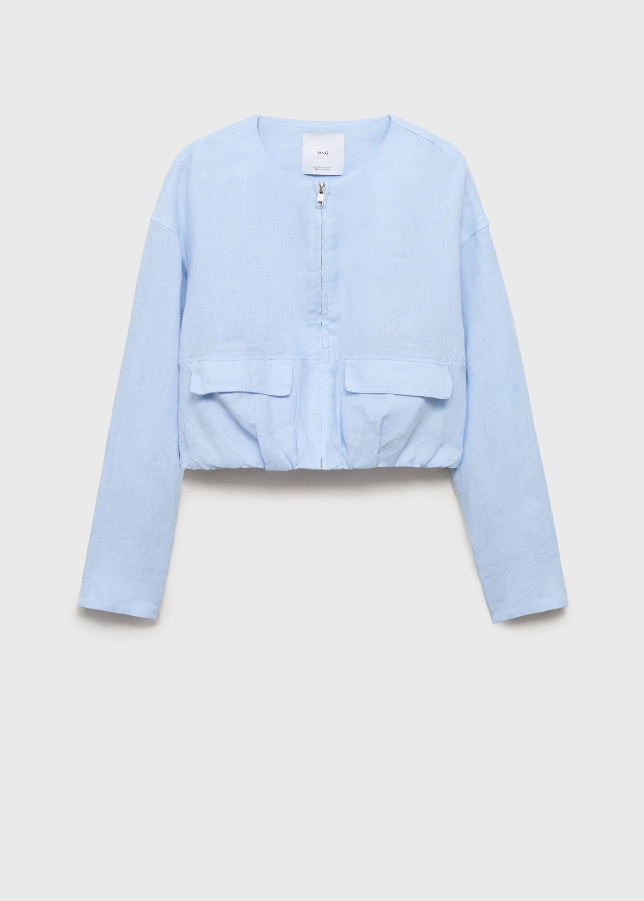 Cropped linen jacket with pockets - Article without model