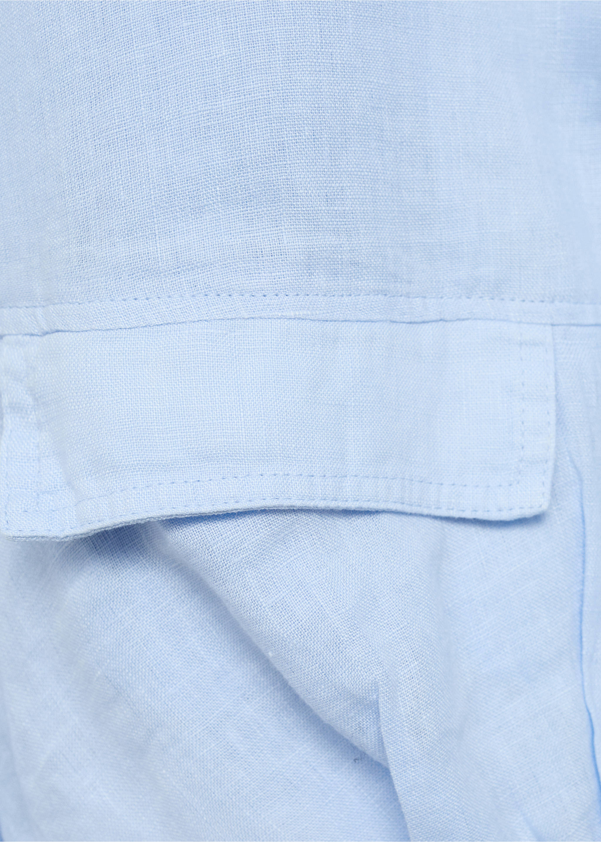 Casaco cropped de linho com bolsos - Pormenor do artigo 0, Azul-celeste. Ref: 87048641-00.