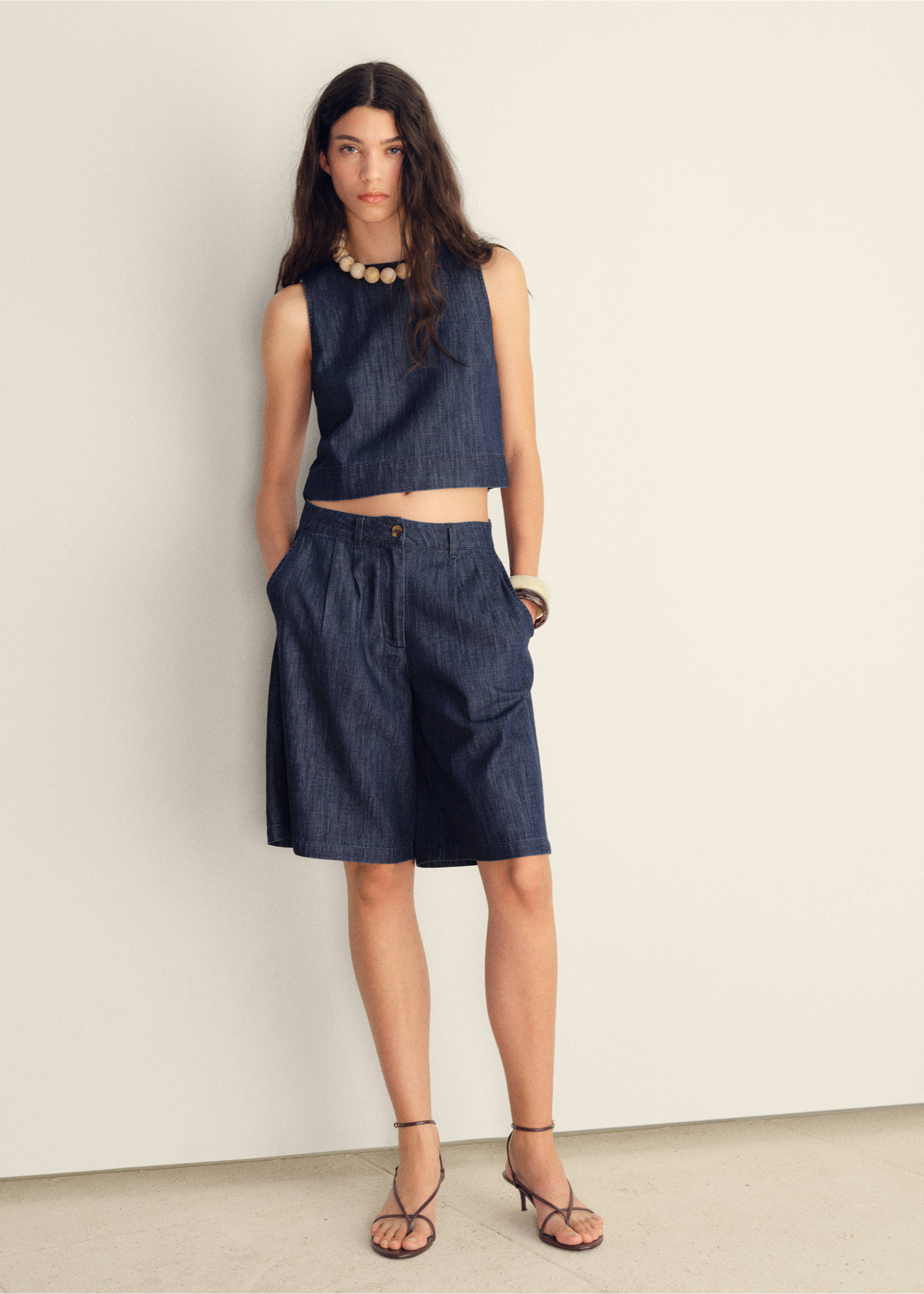 Rinse-Wash-Top aus Denim in Cropped-Länge - Allgemeine Ansicht, Blau. Ref: 87048642-00.