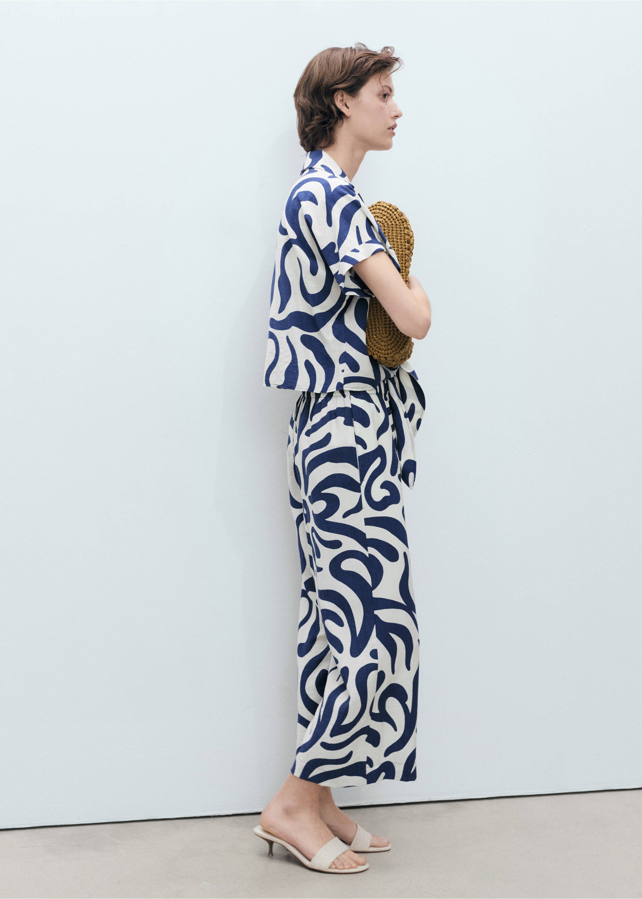 Printed culotte trousers - General plane, Off White. Ref: 87048647-00.