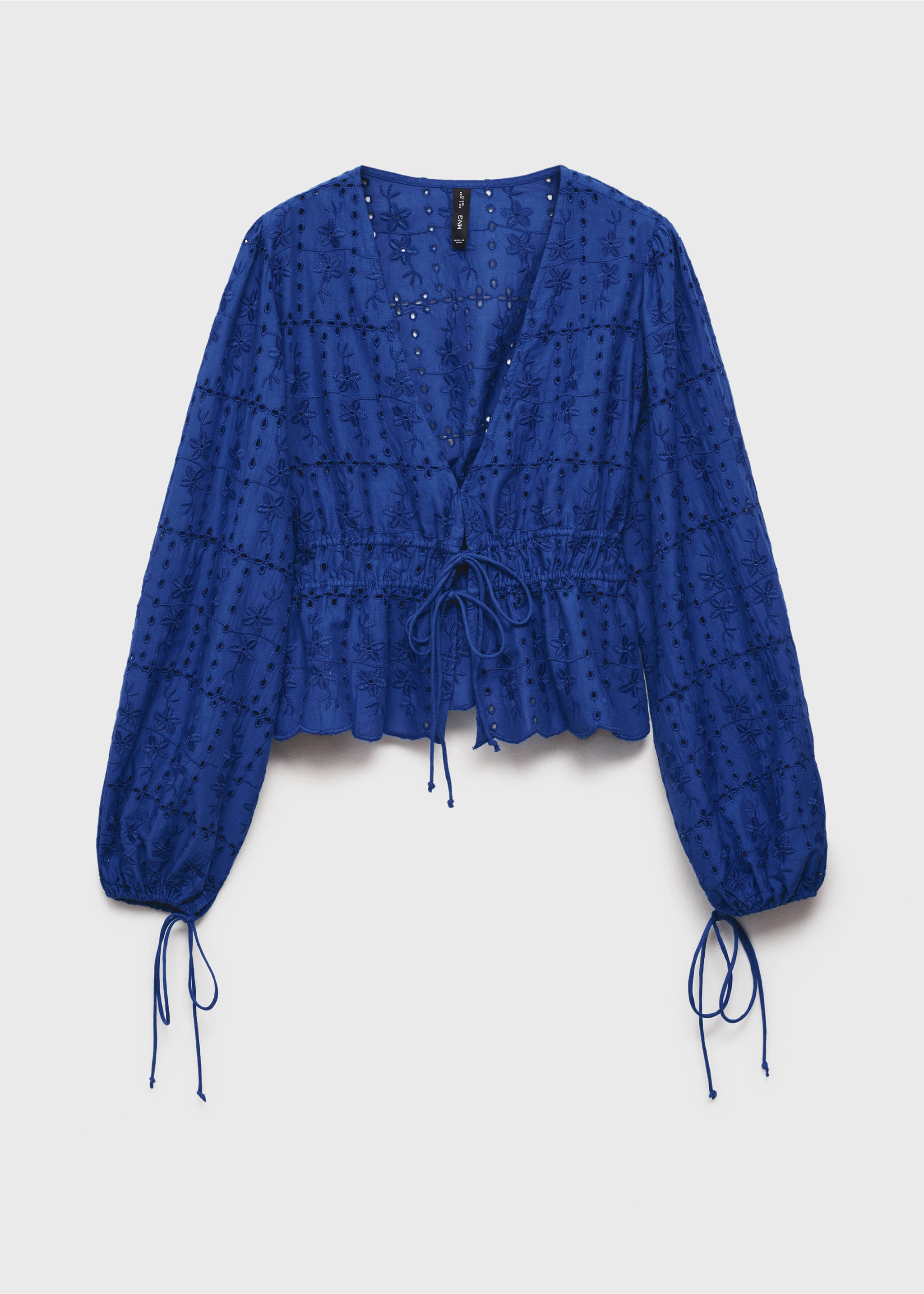 English embroidery blouse with bows - Article without model, Blue. Ref: 87048649-00.