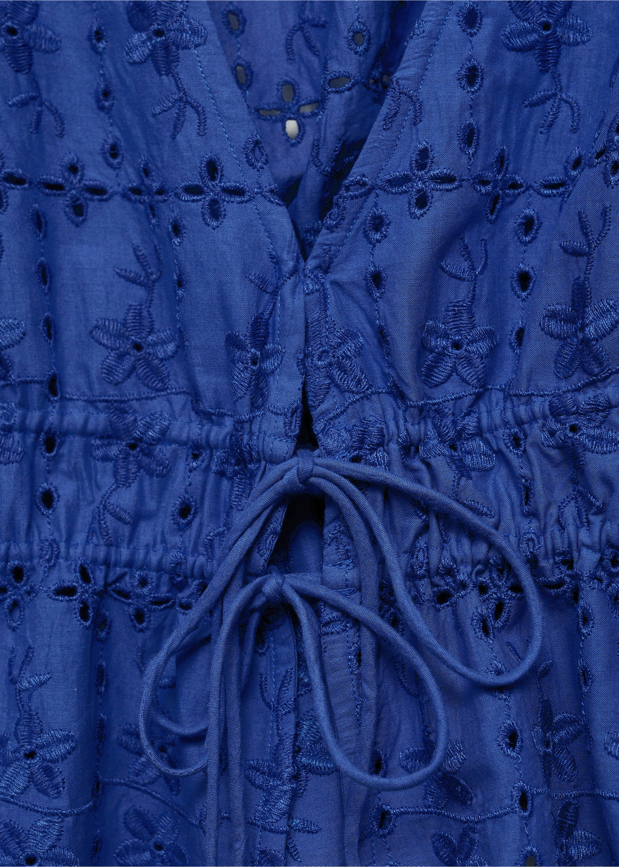 English embroidery blouse with bows - Details of the article 8, Blue. Ref: 87048649-00.