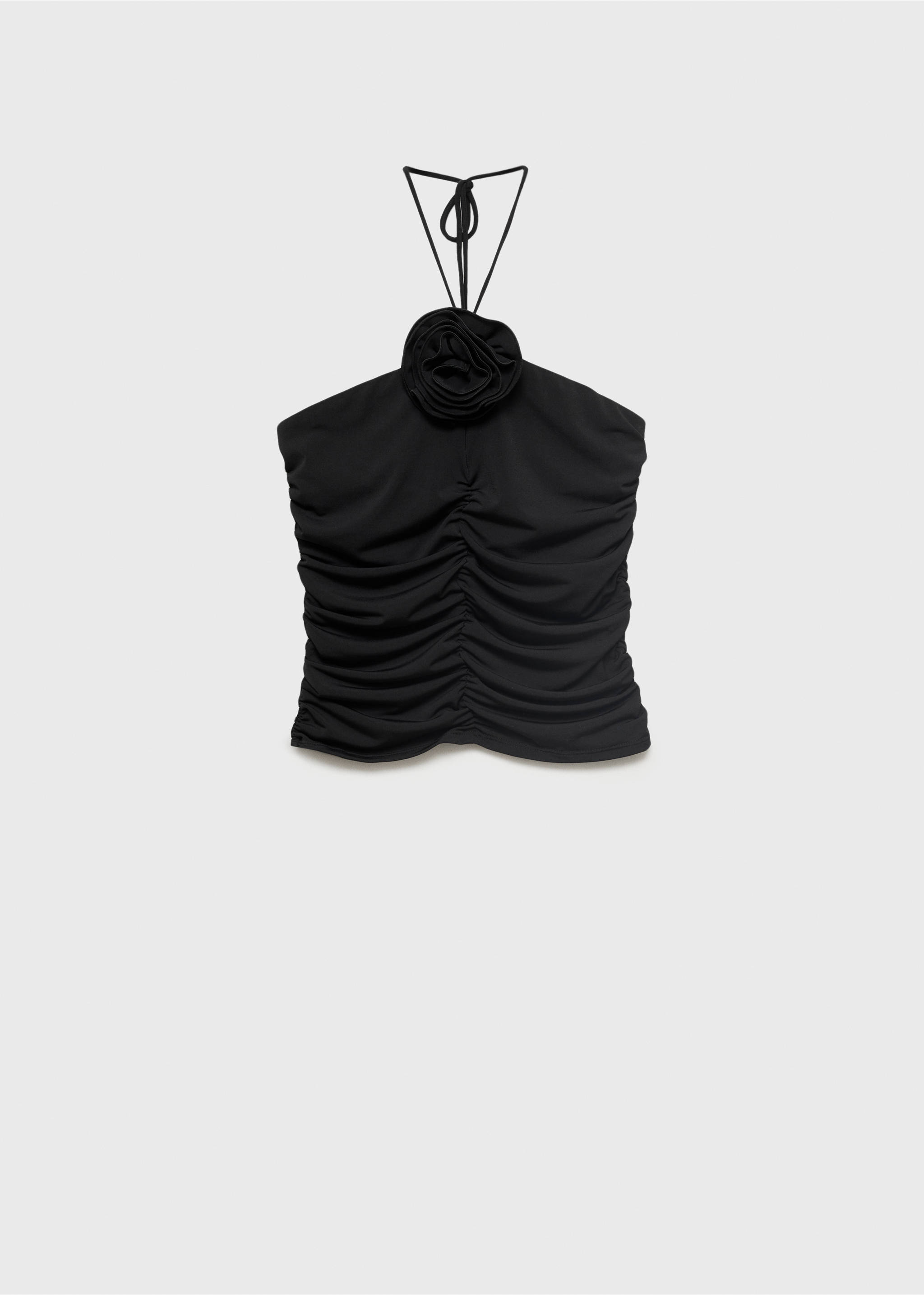 Floral halter top - Article without model, Black. Ref: 87048652-00.