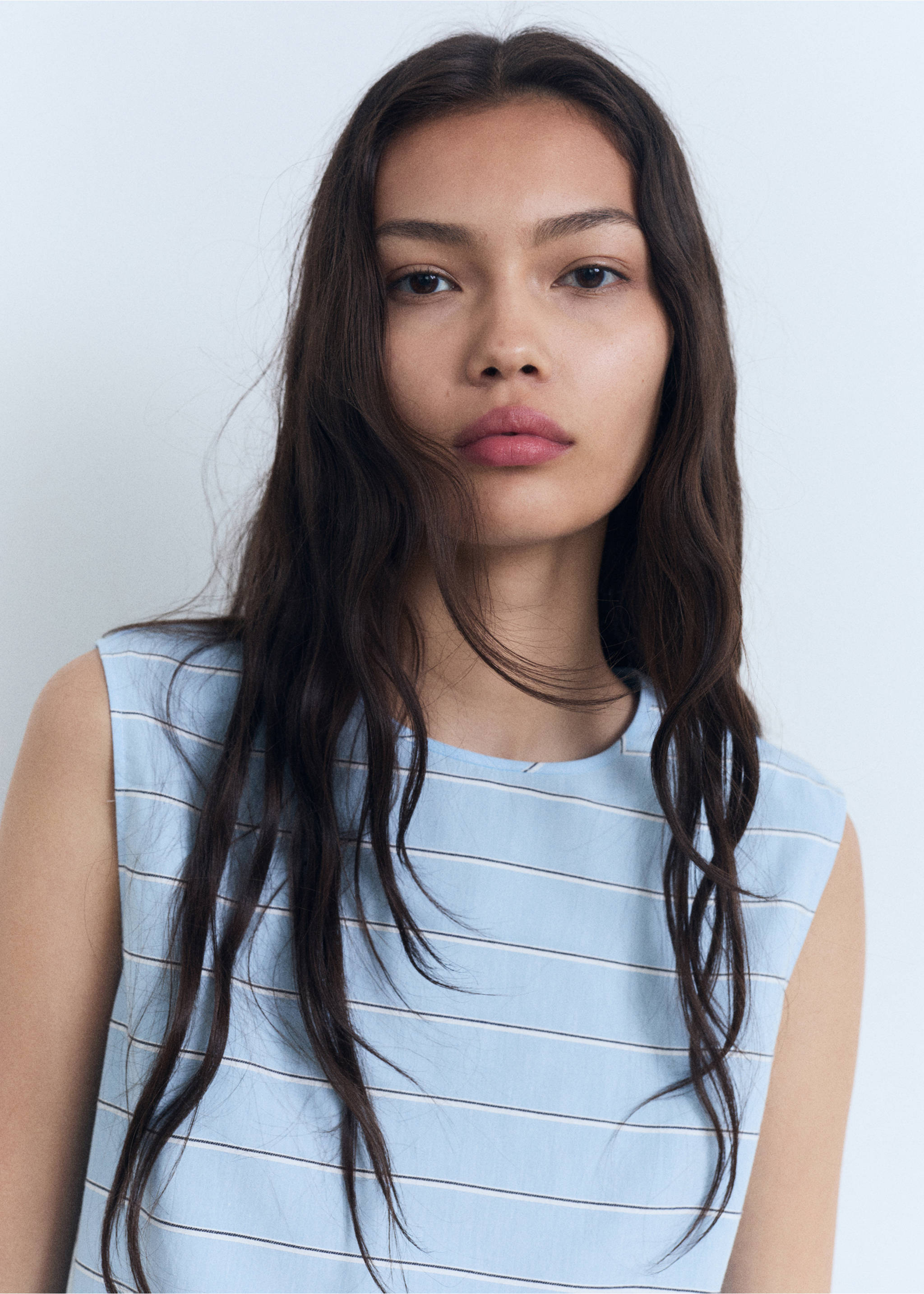 Brusa cotó ratlles - Detall de l'article 1, Blau cel. Ref: 87048653-00.