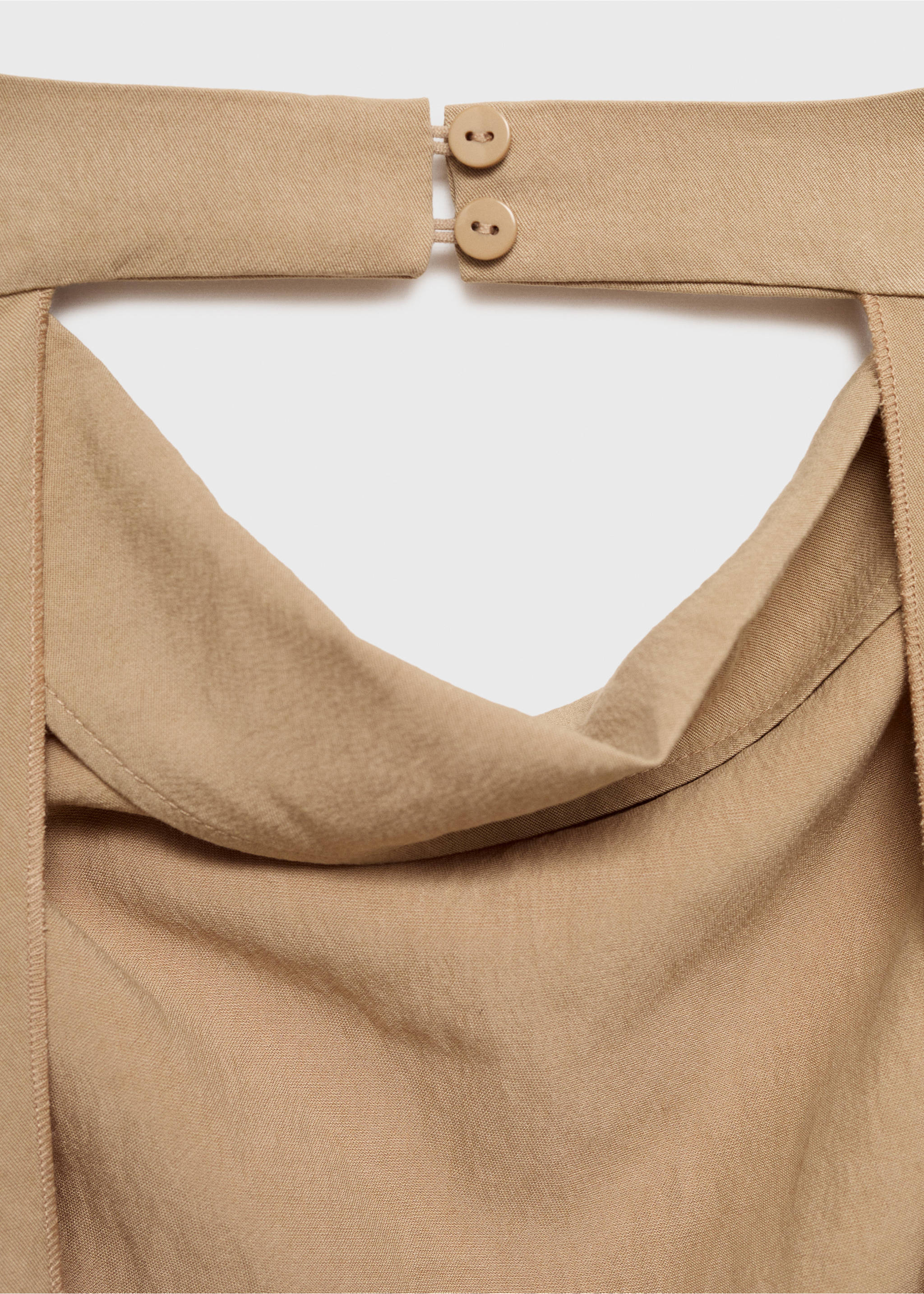 Lyocell top with draped neck - Details of the article 0, Beige. Ref: 87049063-00.