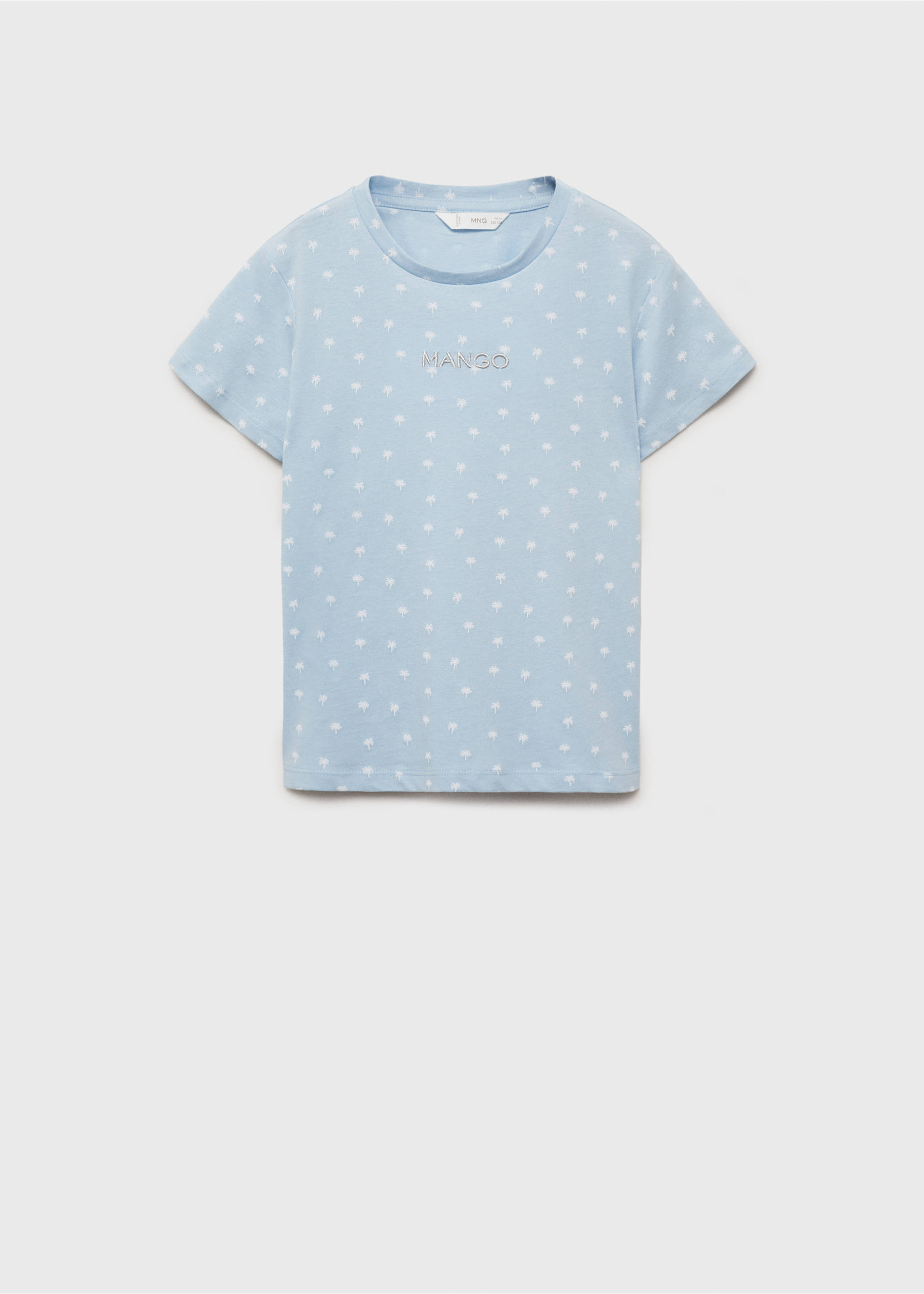 Embroidered detail print t-shirt - Article without model, Sky Blue. Ref: 87049064-00.