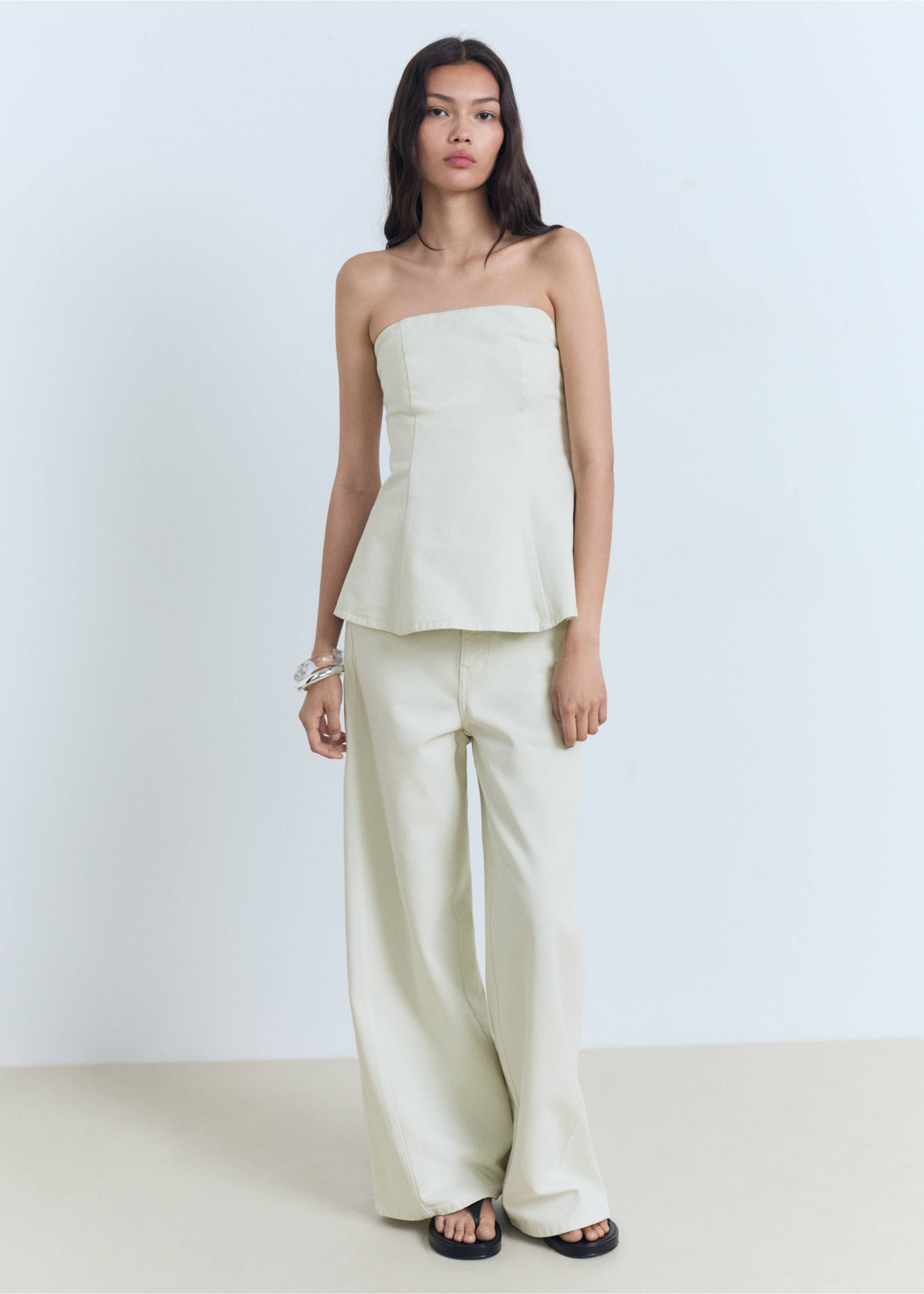 Wide leg mid-rise jeans - General plane, Pastel Green. Ref: 87049065-00.