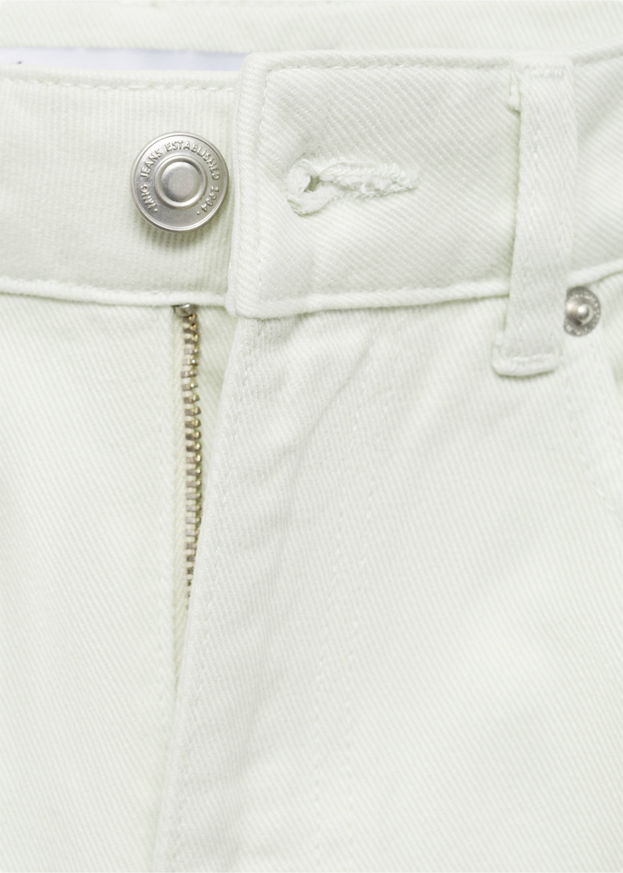 Wide leg mid-rise jeans - Details of the article 8, Pastel Green. Ref: 87049065-00.