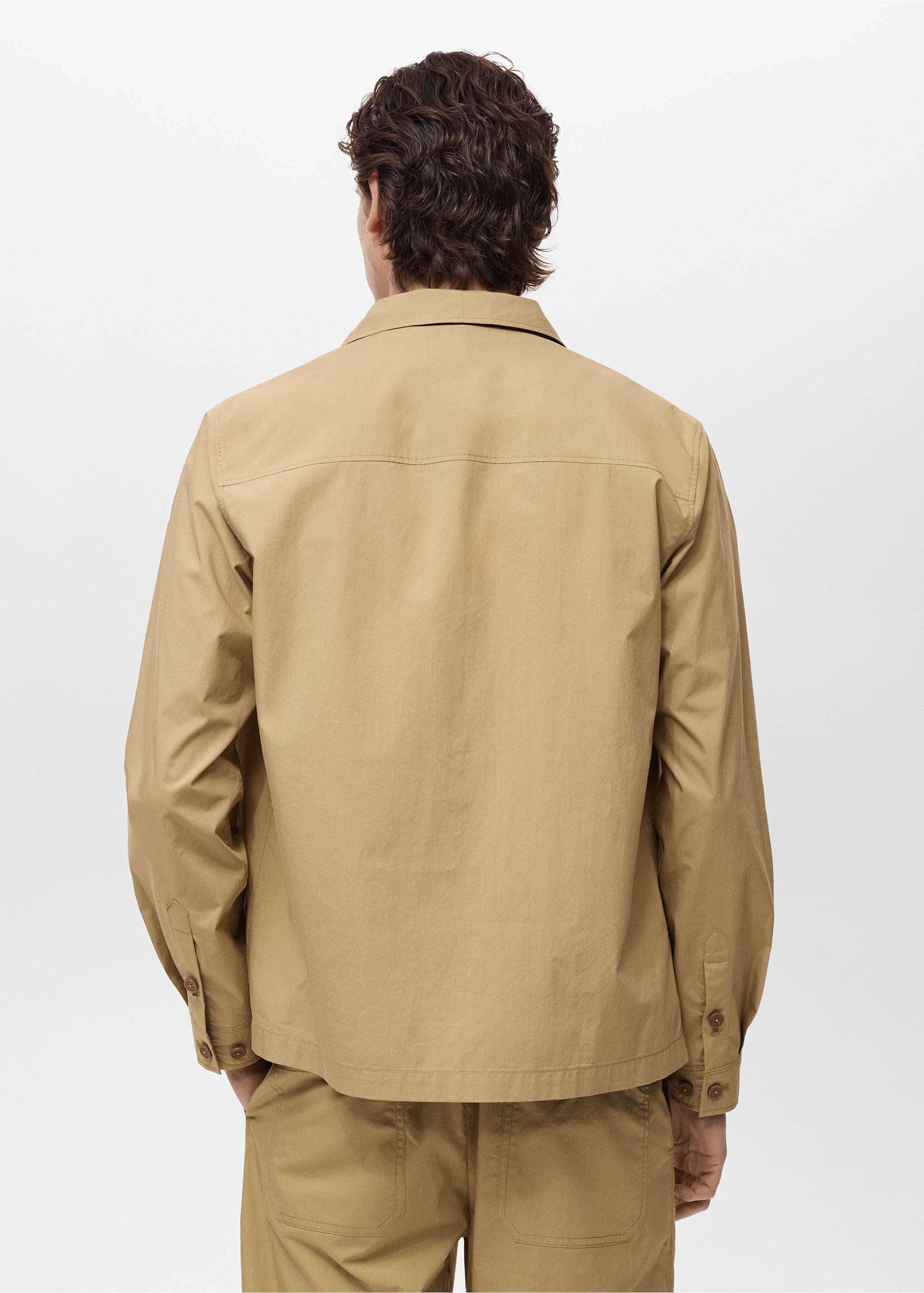 Sobrecamisa de algodão com bolso - Verso do artigo, Bege. Ref: 87049204-00.