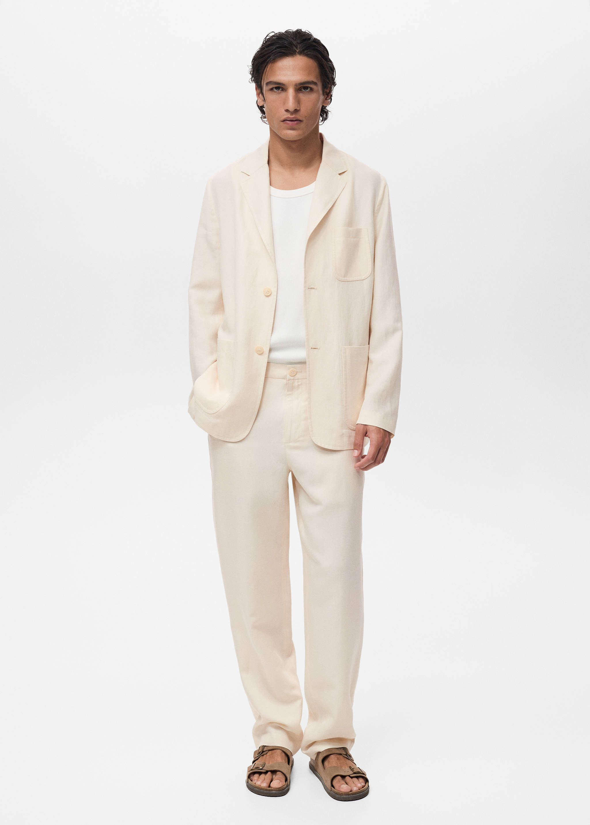 Anzugjacke aus Leinen-Lyocell-Mix - Allgemeine Ansicht