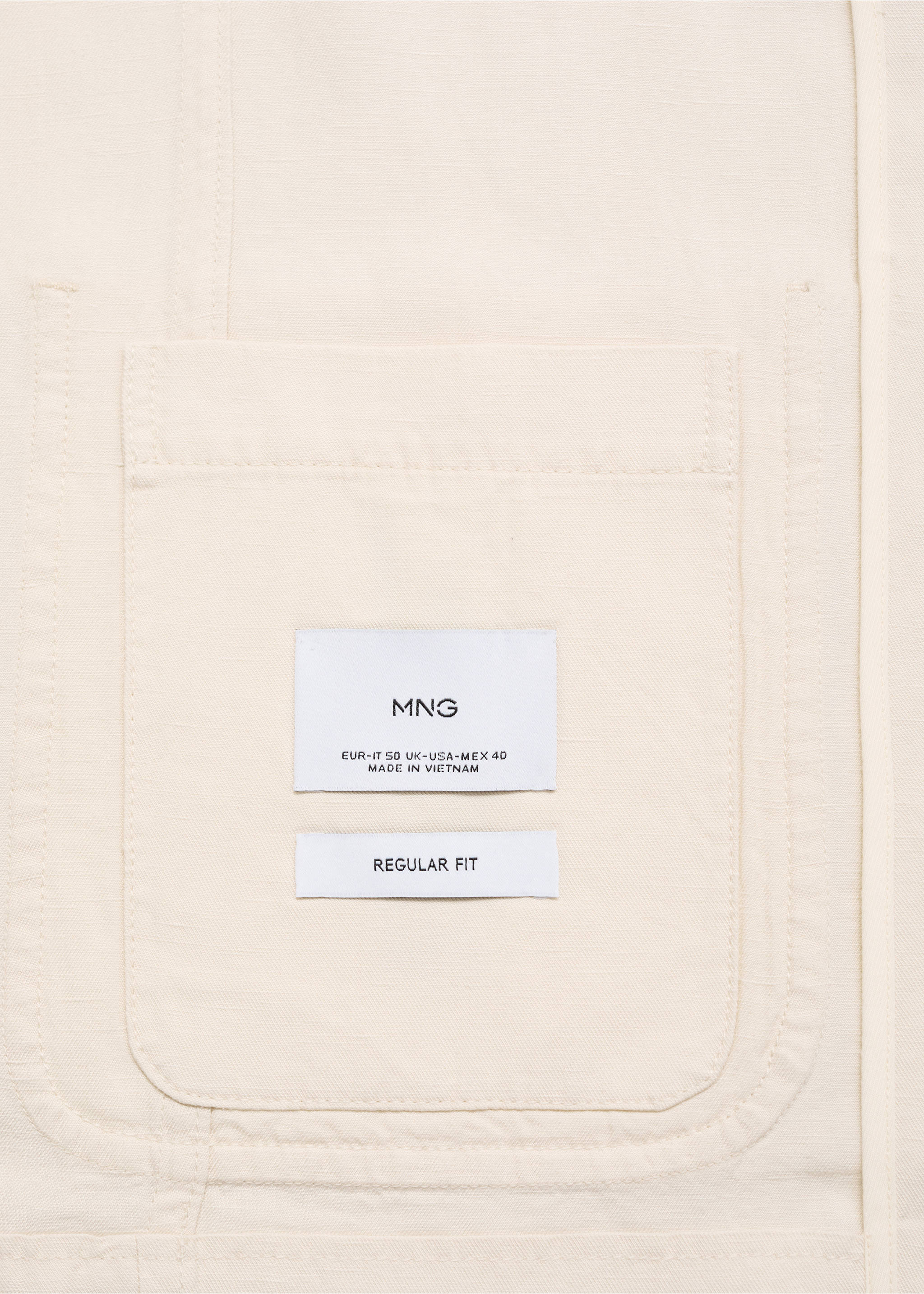 Colbert van een linnen- en lyocellblend - Detail van het artikel 0, Ecru. Ref: 87049207-00.