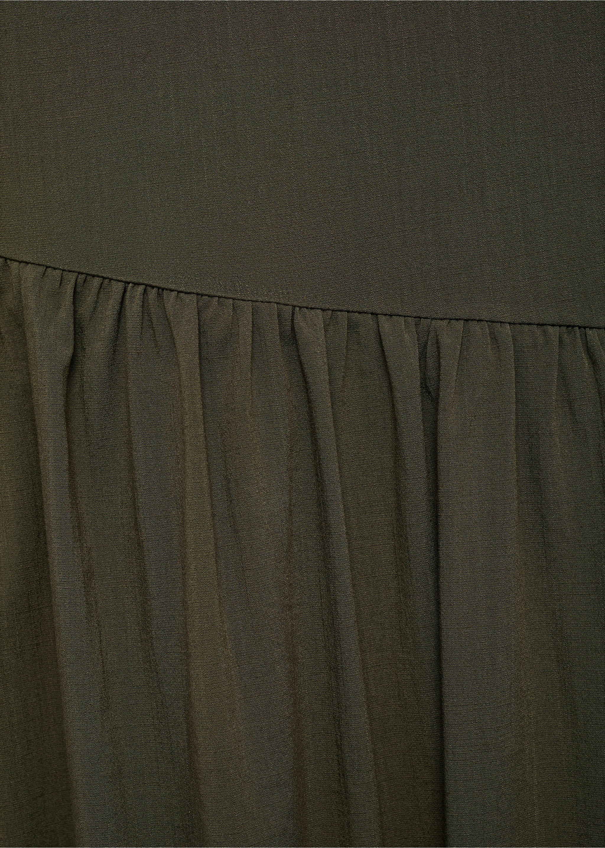 Vestido longo assimétrico balão - Pormenor do artigo 0, Caqui. Ref: 87049212-00.