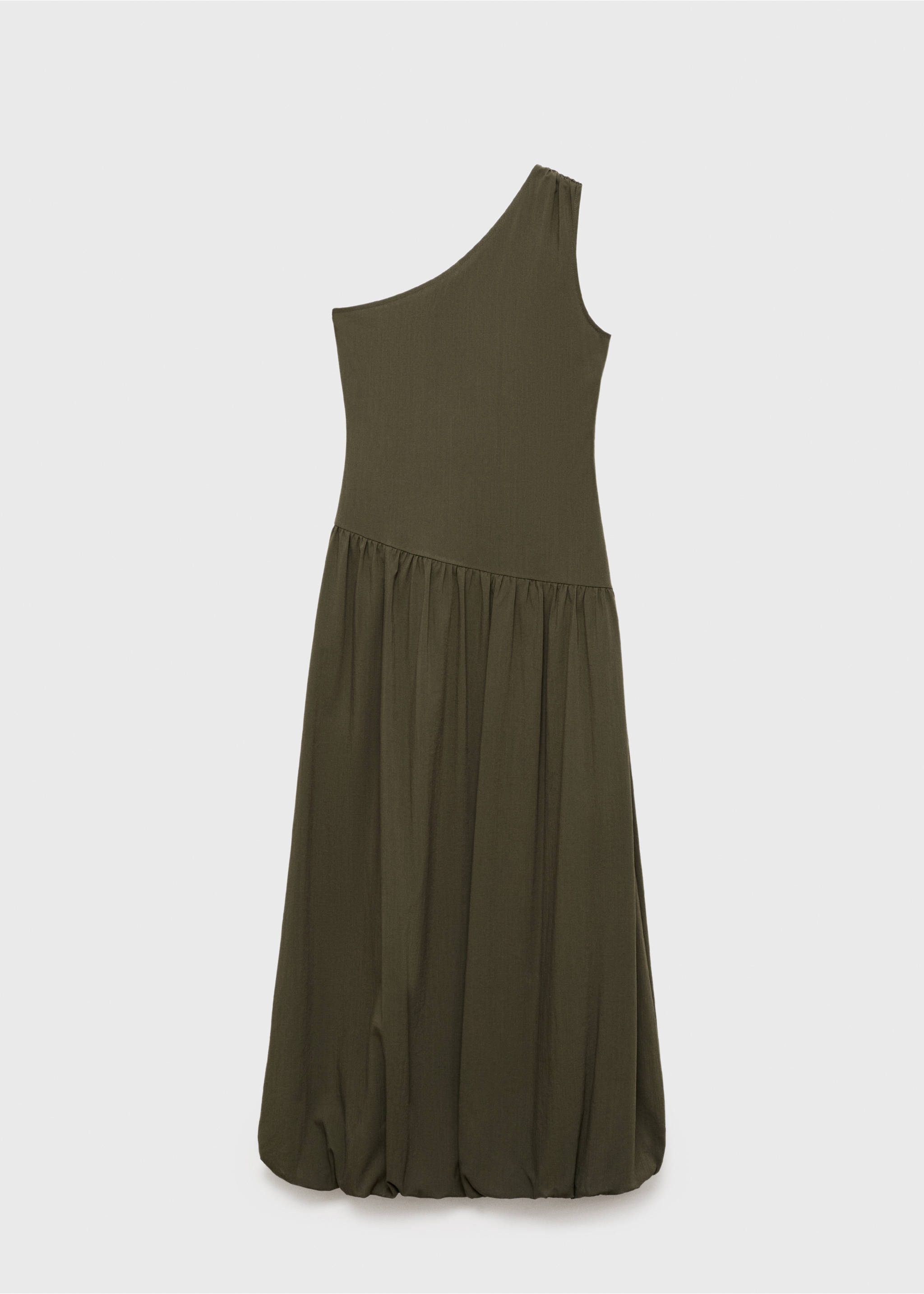 Asymmetrical long balloon dress - Article without model, Khaki. Ref: 87049212-00.