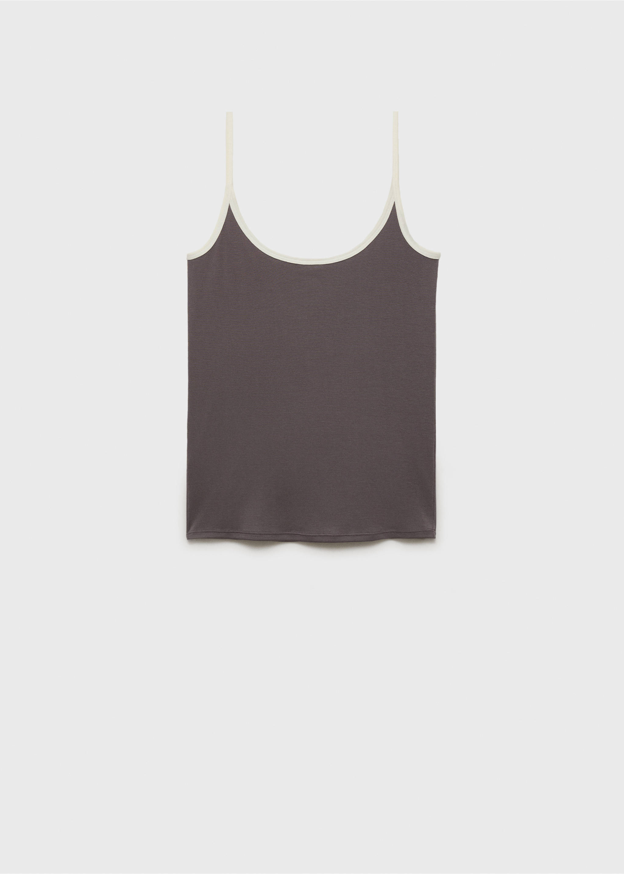 Lyocell top with contrasting trim - Article without model, Grey. Ref: 87049214-00.