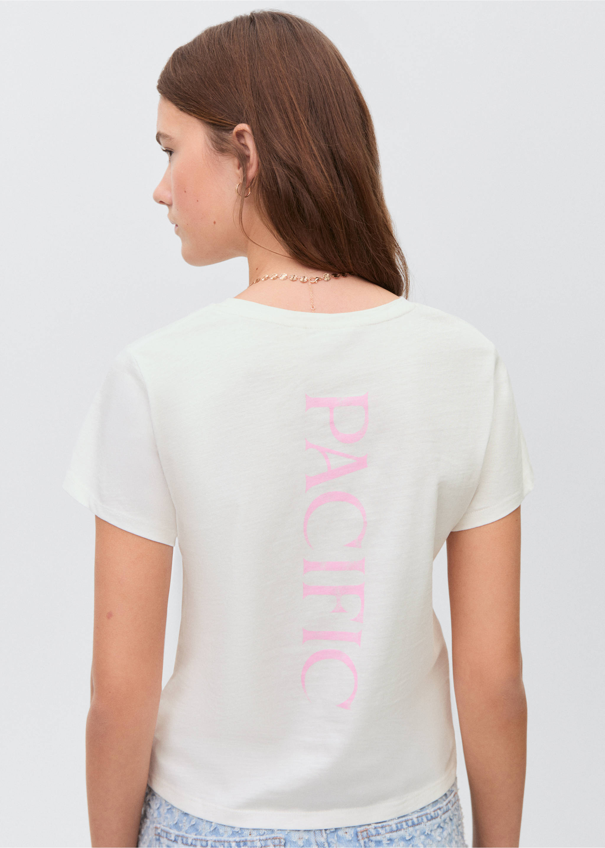 Raglan sleeve T-shirt - Reverse of the article, Off White. Ref: 87049215-00.