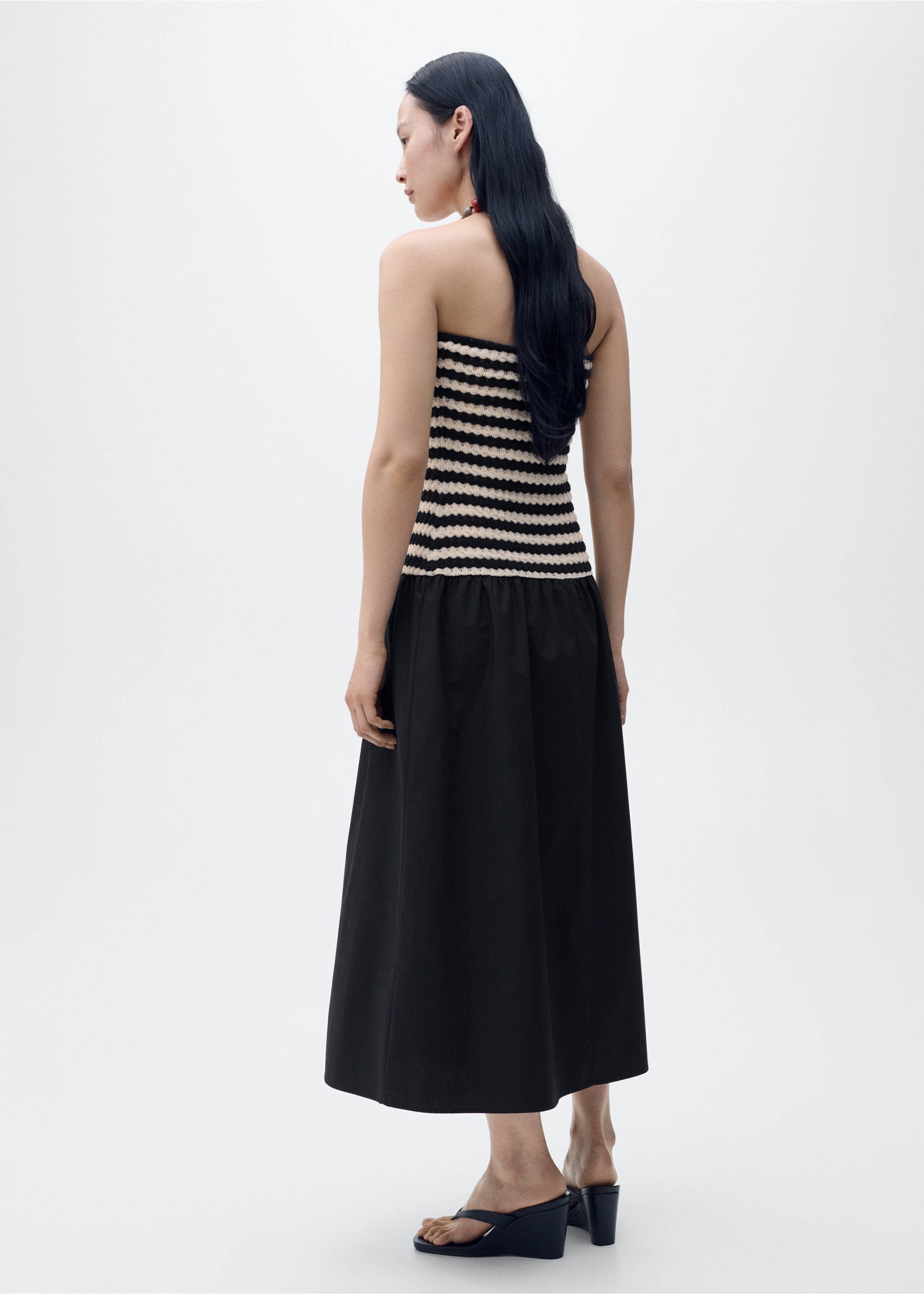 Combined striped strapless dress - Reverse of the article, Black. Ref: 87049216-00.