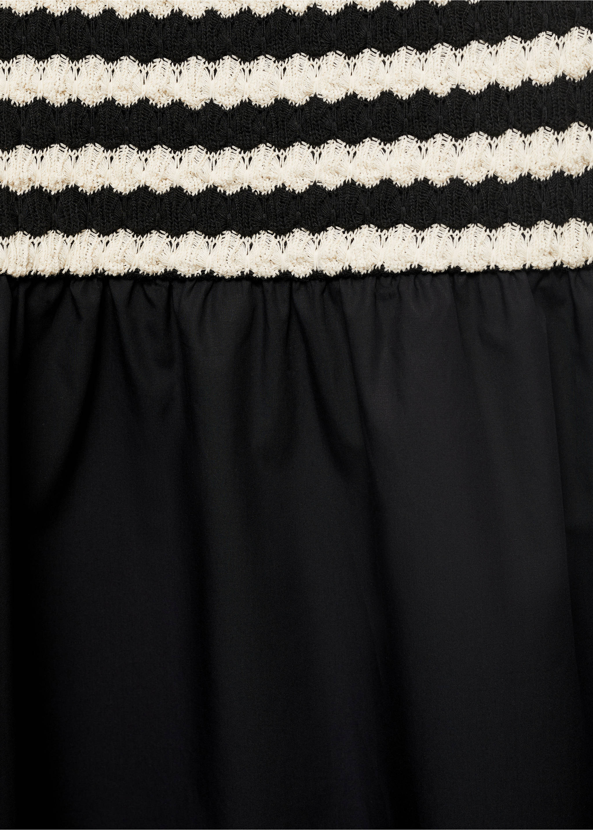 Combined striped strapless dress - Details of the article 8, Black. Ref: 87049216-00.