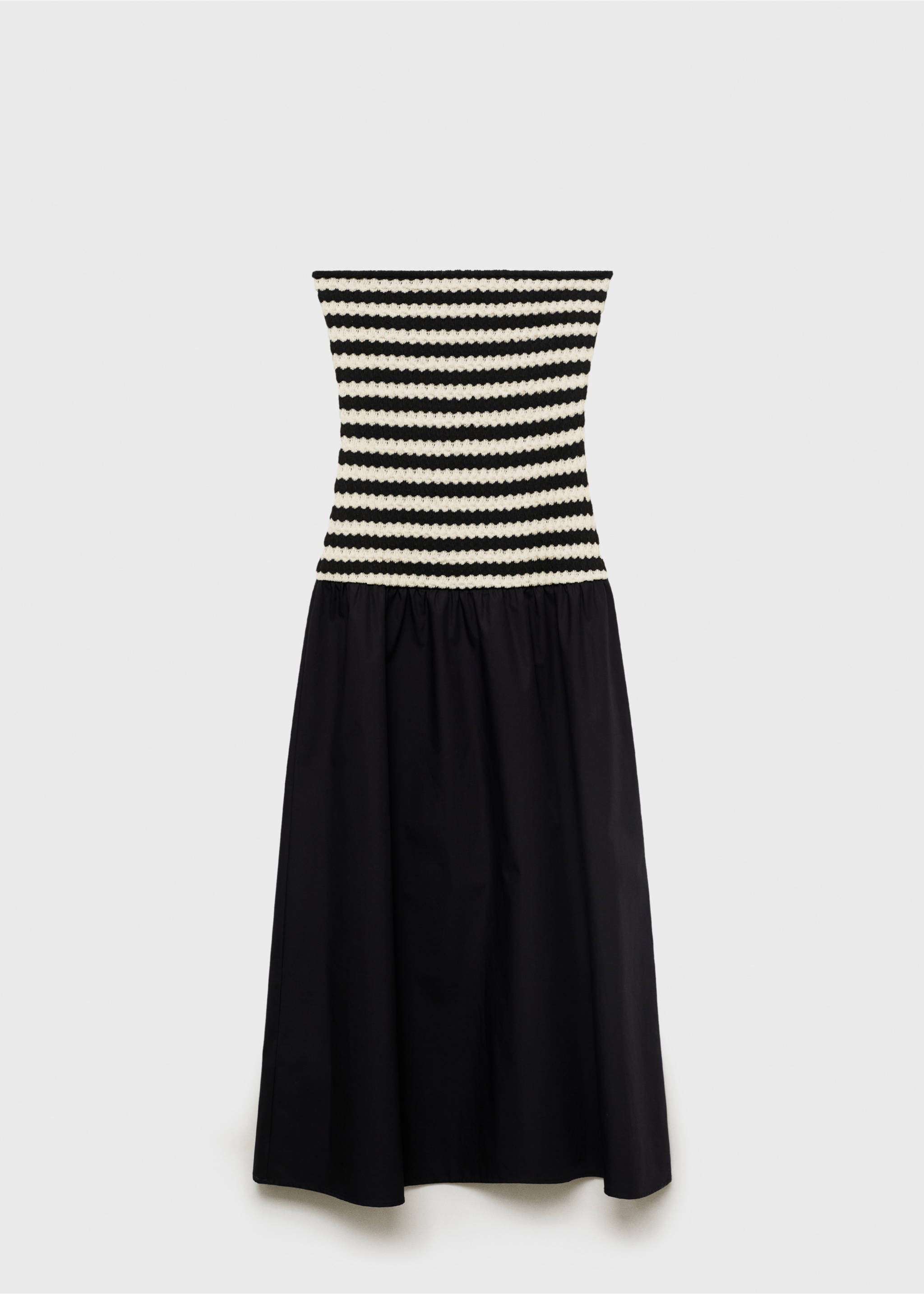 Combined striped strapless dress - Article without model, Black. Ref: 87049216-00.