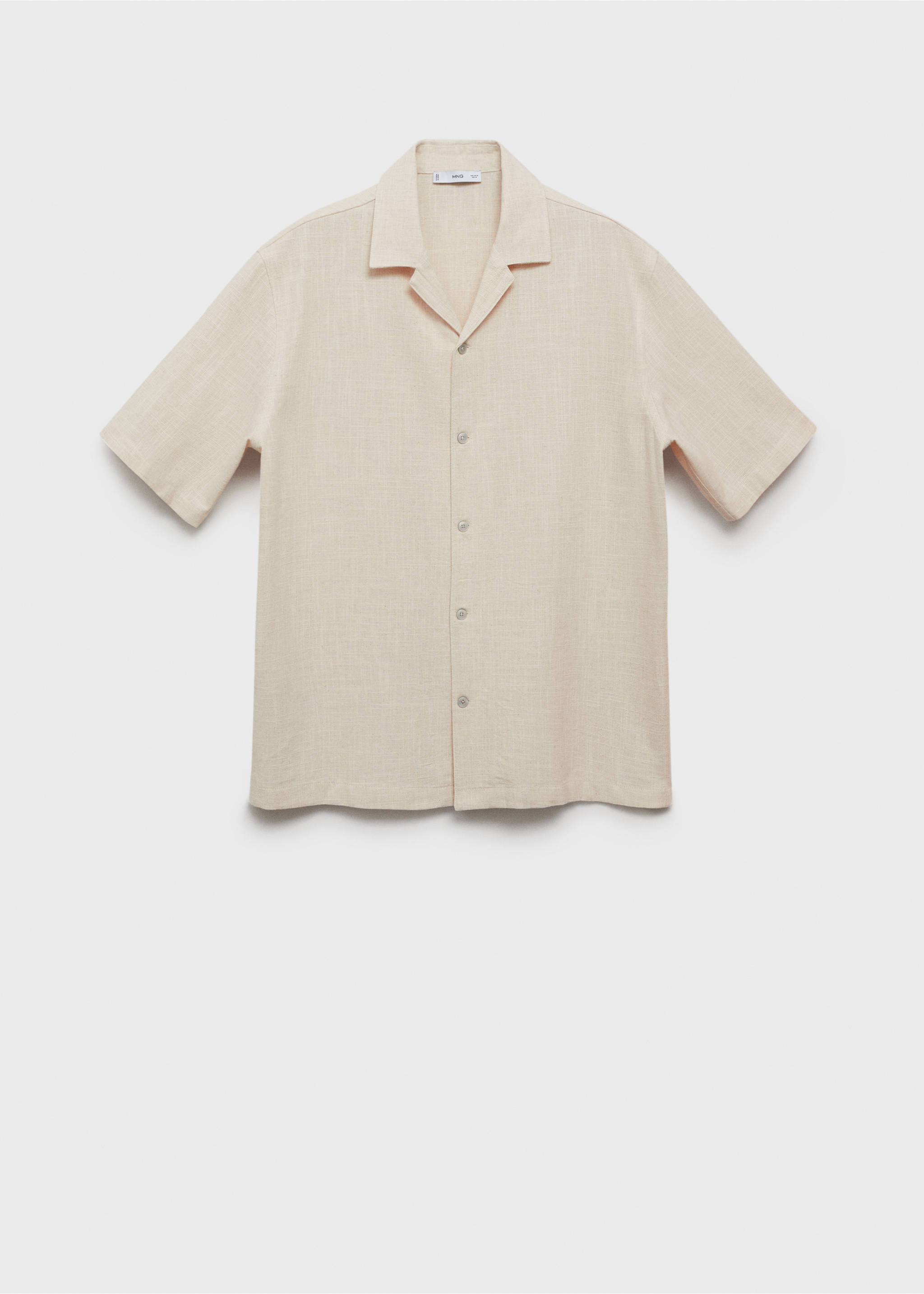 Slim Fit-Hemd aus Baumwolle mit Leinen - Artikel ohne Model, Elfenbeinweiß. Ref: 87049217-00.