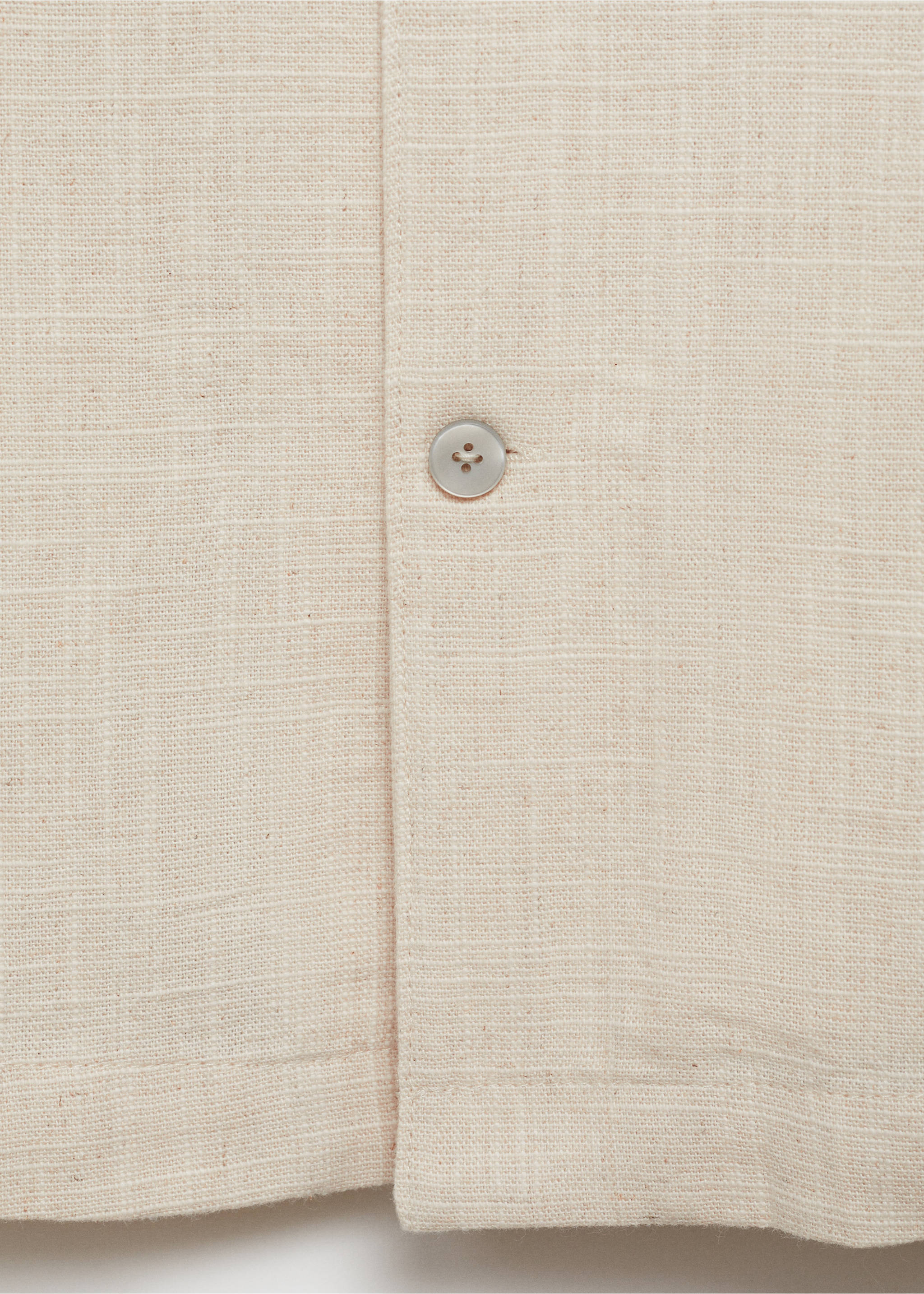Slim Fit-Hemd aus Baumwolle mit Leinen - Detail des Artikels 0, Elfenbeinweiß. Ref: 87049217-00.