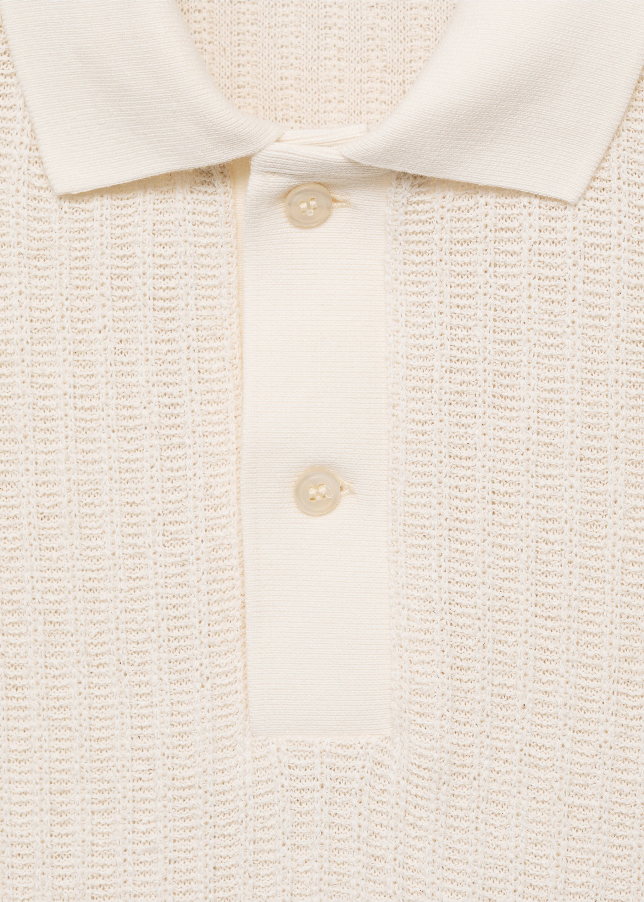 Thick rib-knit polo shirt - Details of the article 8, Ivory White. Ref: 87049218-00.