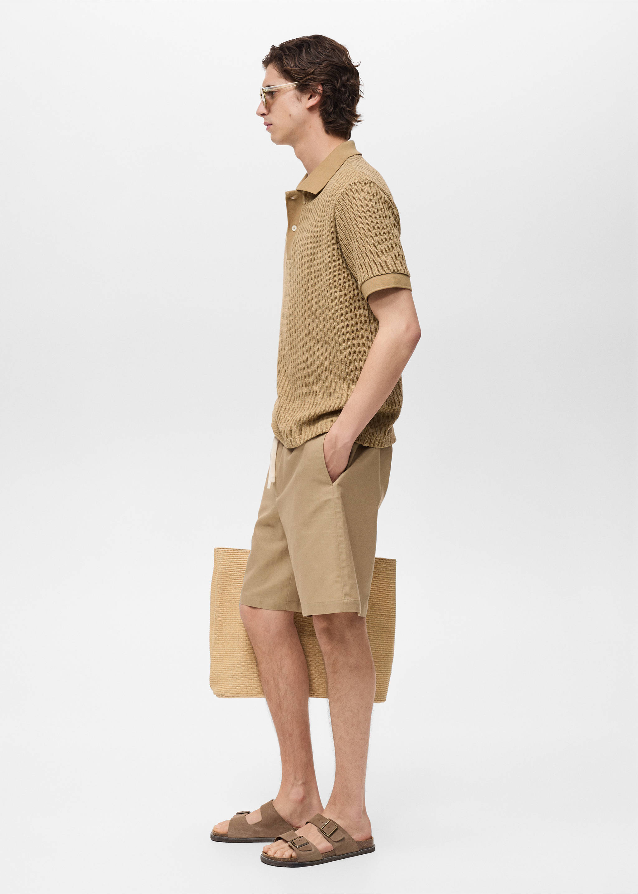 Polo grosse maille côtelée - Détail de l'article 2, Beige. Ref: 87049218-00.